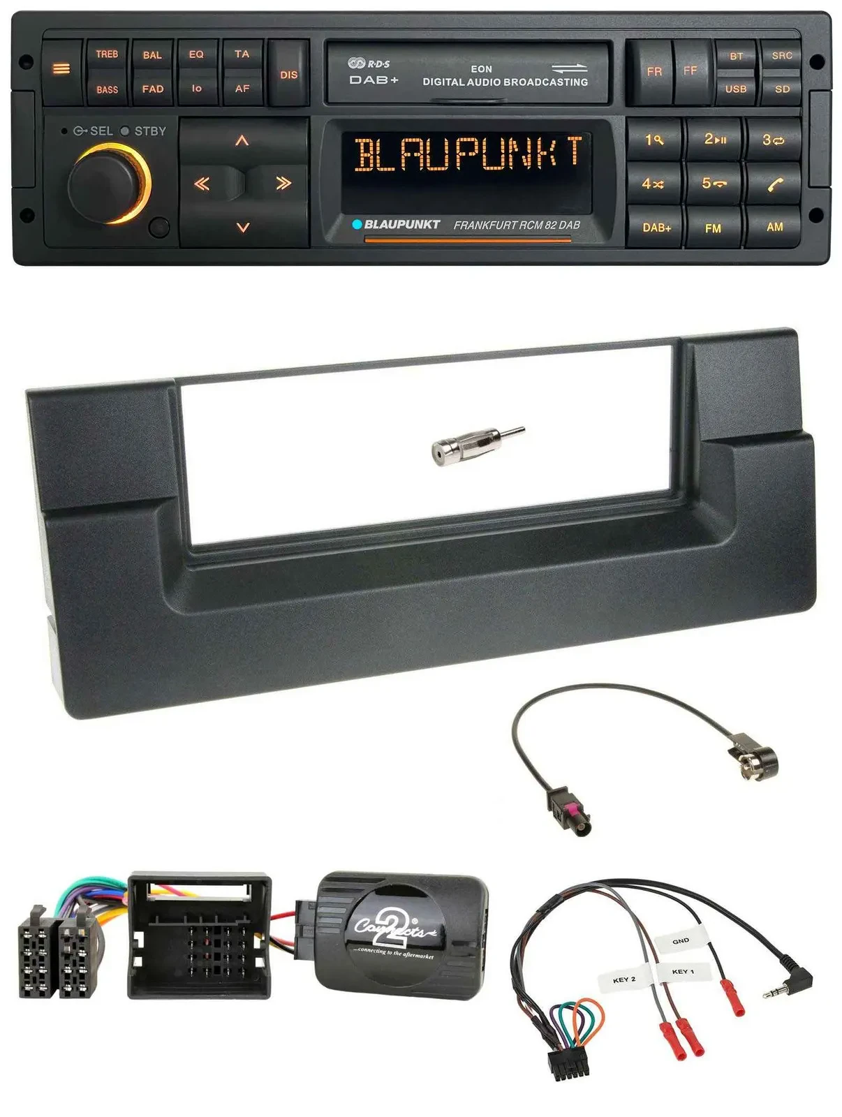 Blaupunkt USB DAB SD Lenkrad Bluetooth Autoradio für BMW 5er E39 2001-2004 Quadl