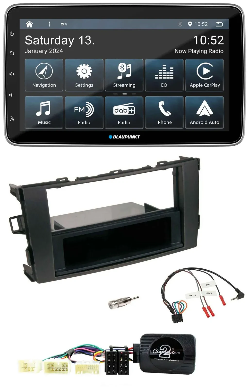 Автомагнитола для Toyota Auris 2007–2011 Blaupunkt USB DAB SD Bluetooth, черный