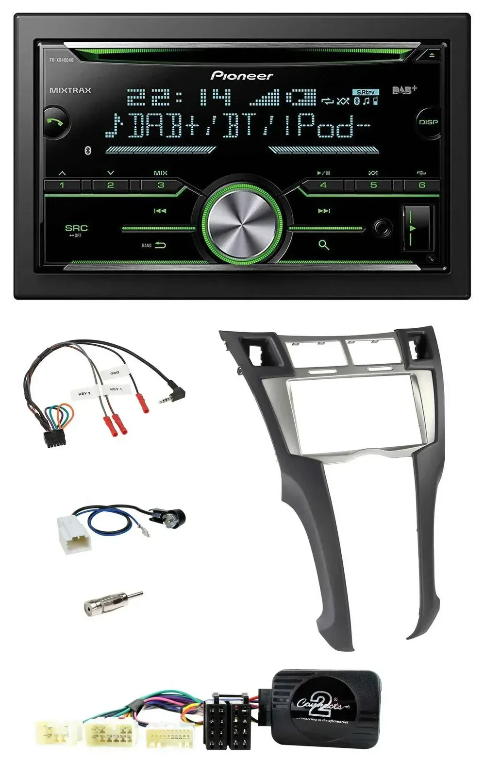 Pioneer Bluetooth Lenkrad DAB 2DIN USB CD Autoradio für Toyota Yaris 2006-2011