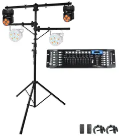 Rockville Tripod Stand w/(2) Moving Heads+(2) Wash Par Can Lights+DMX Controller