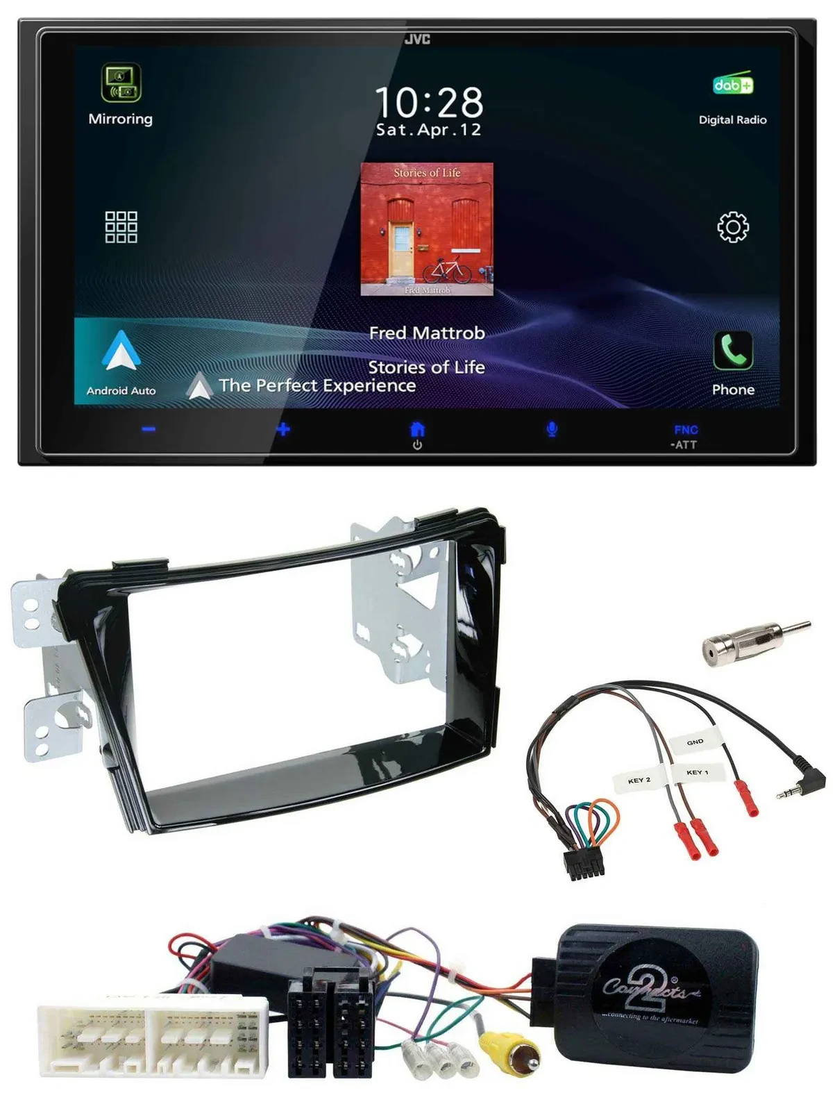 JVC USB Bluetooth 2DIN DAB Lenkrad Autoradio für Hyundai i40 ab 16 VF Klavierlac