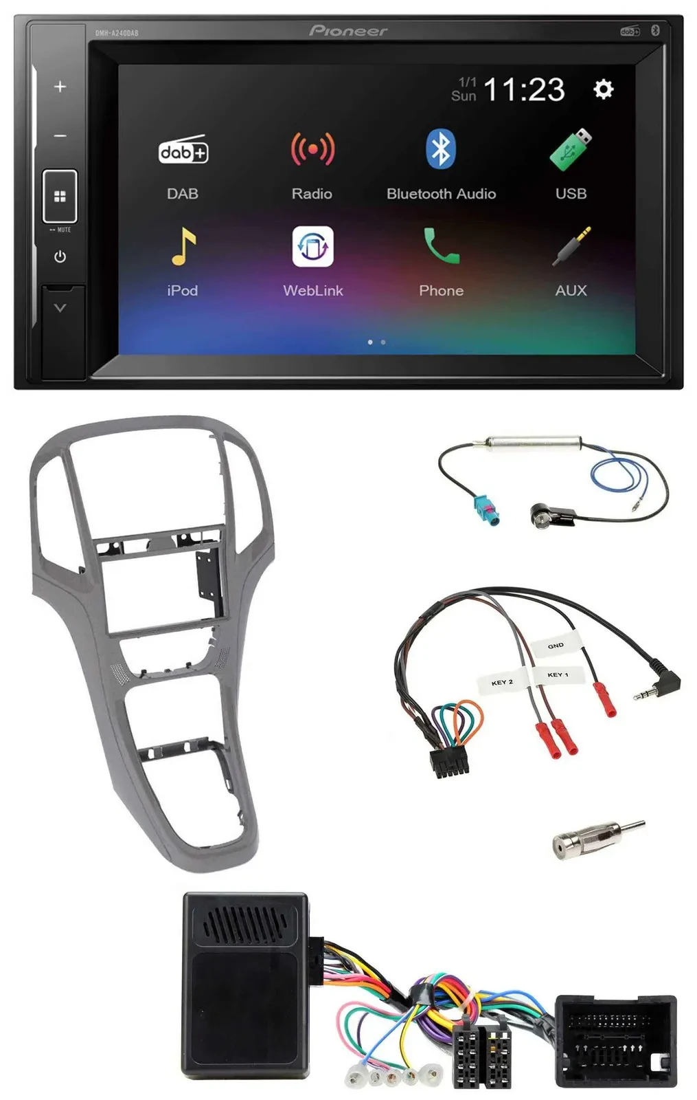 Pioneer DAB Lenkrad 2DIN Bluetooth USB Autoradio für Opel Astra J ab 2009 Titang