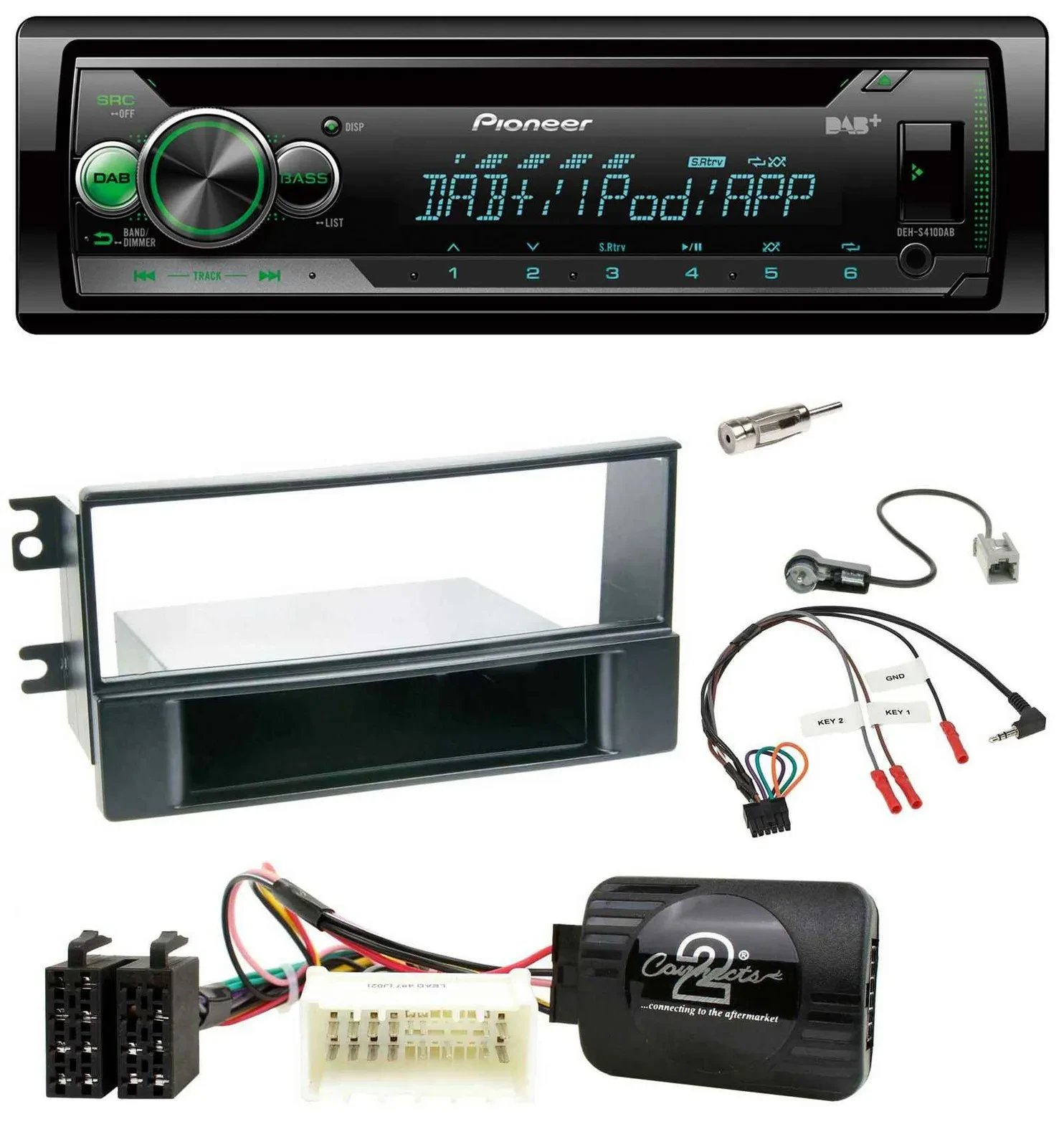 Автомагнитола Pioneer CD/USB/MP3, DAB, поддержка кнопок на руле для Kia Sportage II (2008–2010)