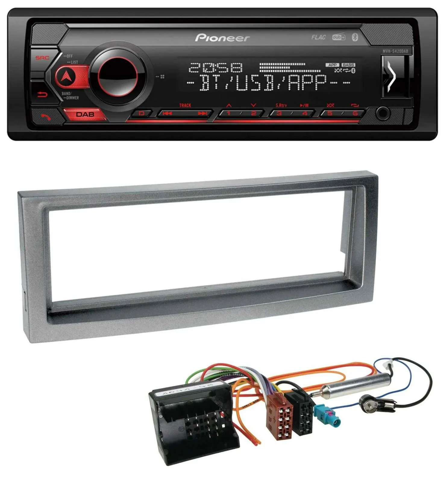 Автомагнитола Pioneer MP3 USB DAB Bluetooth для Citroen C5 / Peugeot 407 (с 2004), серый