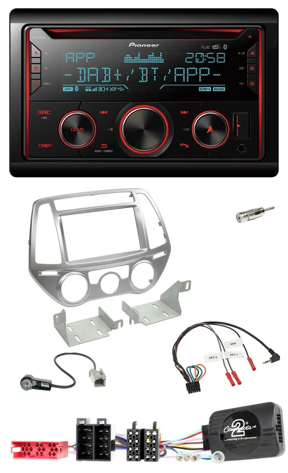 Pioneer 2DIN DAB Lenkrad Bluetooth USB CD Autoradio für Hyundai i20 2012-2014 ma