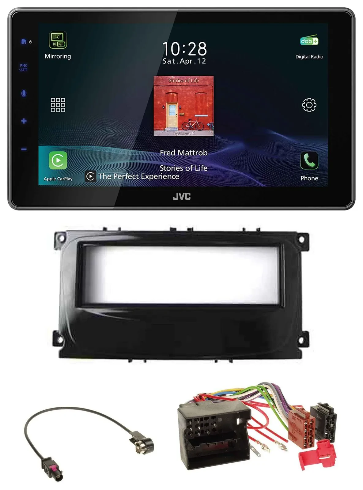 JVC DAB MP3 Bluetooth USB Autoradio für Ford Mondeo S-Max 07-14 glänzend schwarz