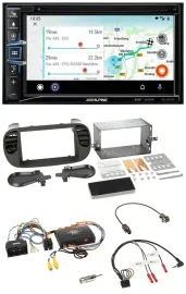 Alpine Bluetooth TMC USB DAB 2DIN Lenkrad Navigation für Fiat 500 14-15 soft tou