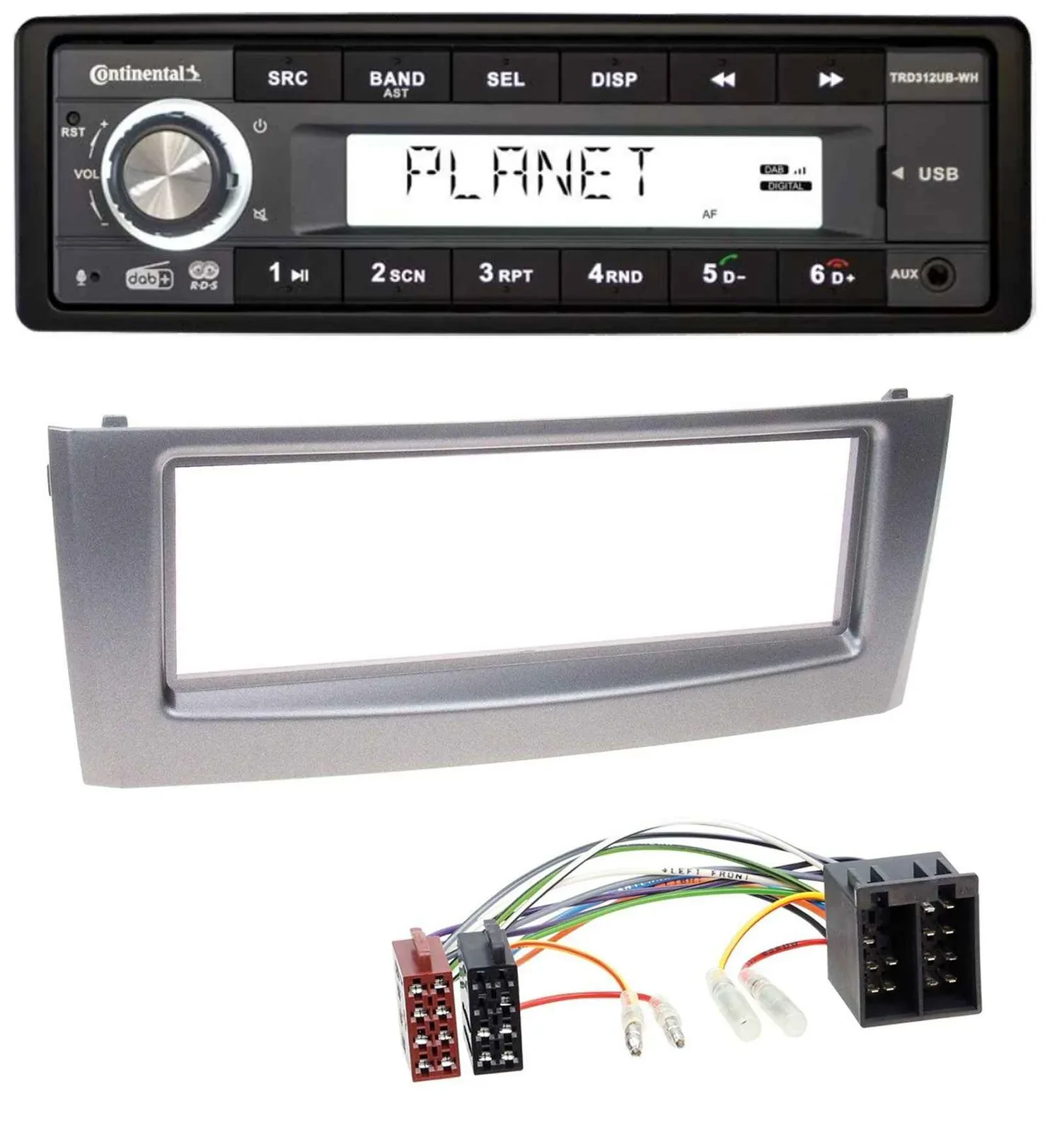 Continental USB 1DIN AUX DAB MP3 Autoradio für Fiat Punto Grande Punto ab 05 gra