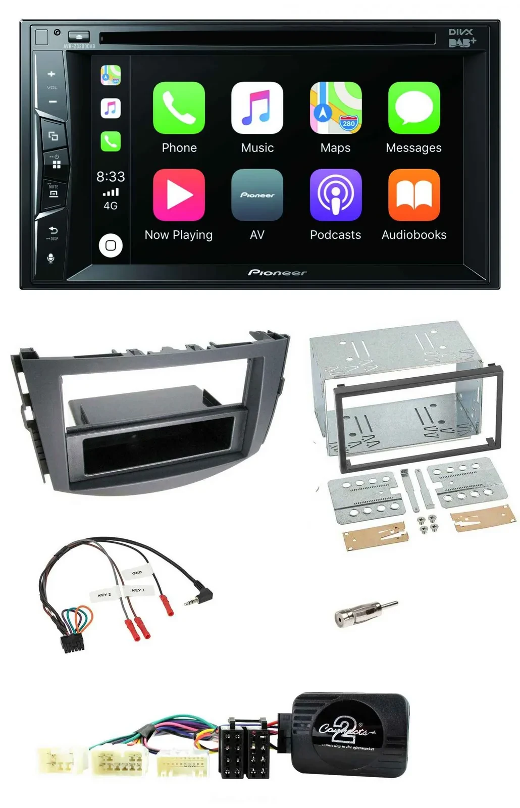 Pioneer Lenkrad USB DVD Bluetooth DAB 2DIN Autoradio für Toyota RAV 4 2006-2011