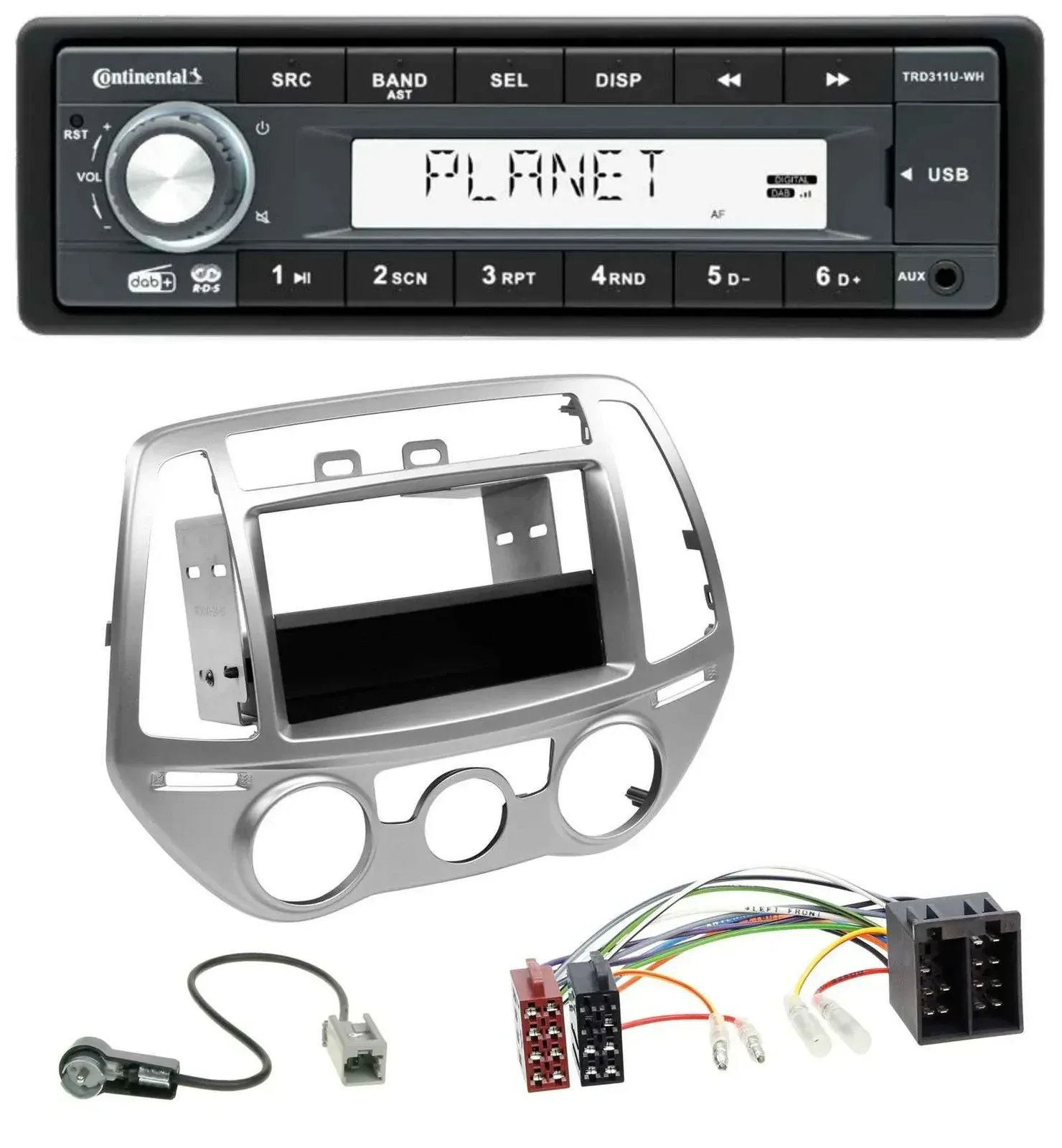 Автомагнитола для Hyundai i20 (2012–2014) Continental 1-DIN, MP3, AUX, USB, DAB (ручной климат-контроль)