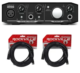 Mackie Onyx Artist 1.2 2x2 USB Audio Recording Studio Interface + (2) XLR Cables