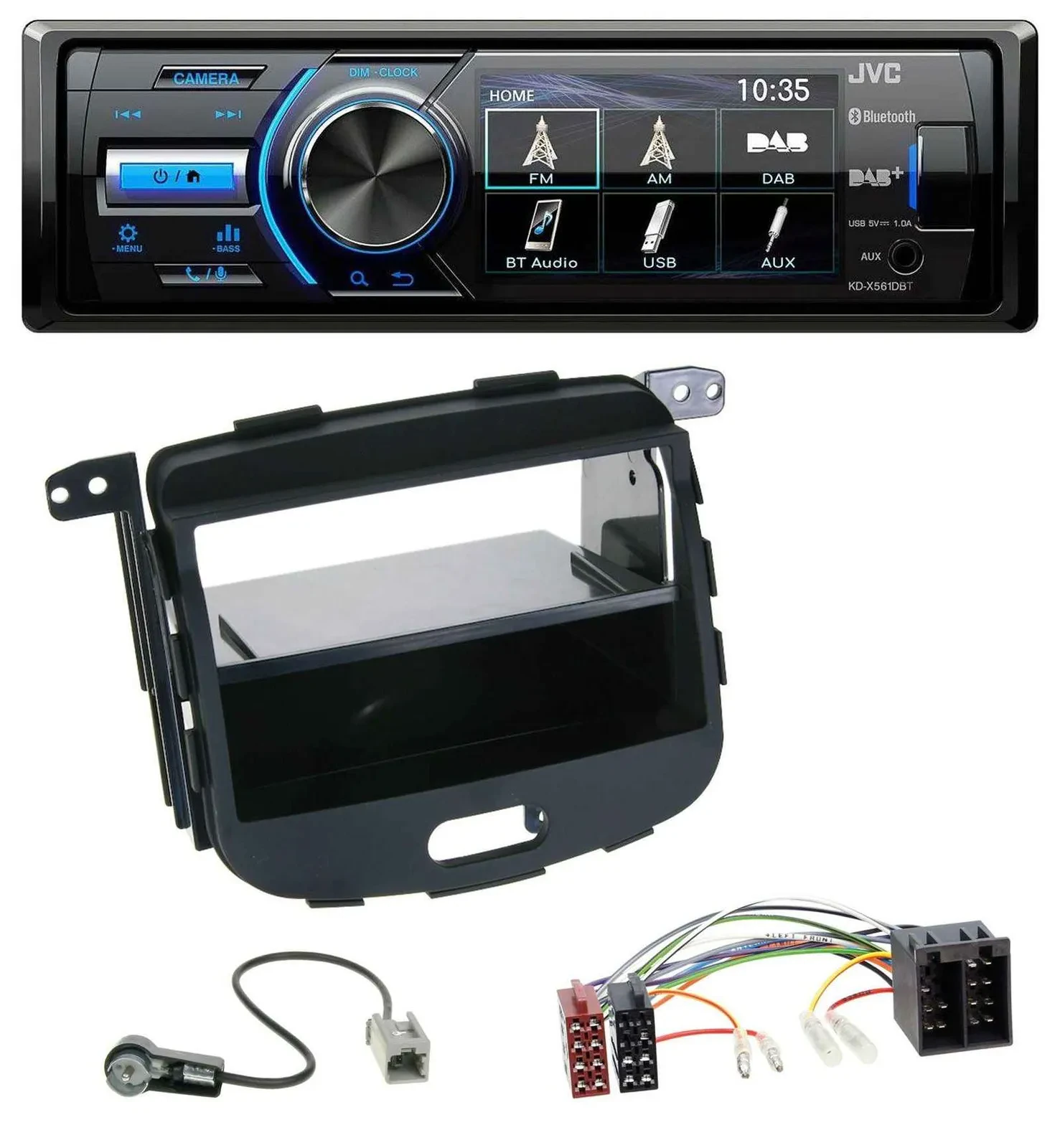 Автомагнитола JVC Bluetooth, USB, DAB, MP3 для Hyundai i10 (2008–2013) Rubber Touch
