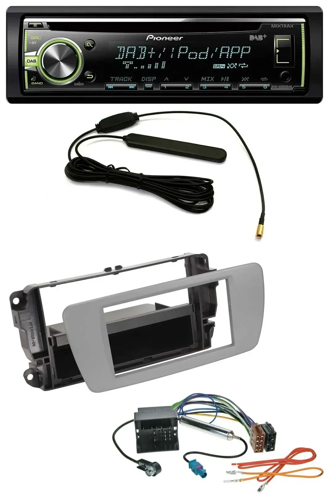 Автомагнитола Pioneer MP3/CD/USB/DAB/AUX для Seat Ibiza (с 2008), цвет серый