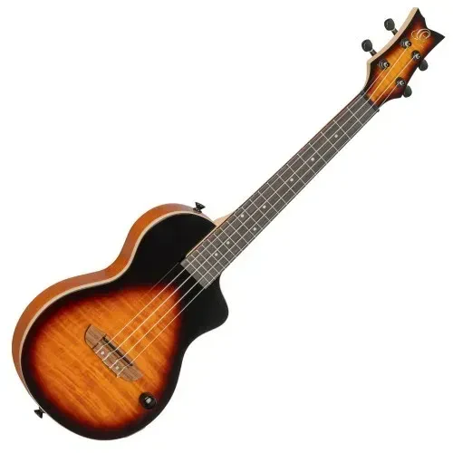 Электроакустическая укулеле Ortega NEO-U-TSB тенор, вырез, 20 ладов, мензура 430 мм (16.93"), ширина порожка 35 мм (1.38"), верх — фигурный клён, корпус — массив окуме, гриф — клён, цвет Tobacco Sunburst, глянец, с чехлом