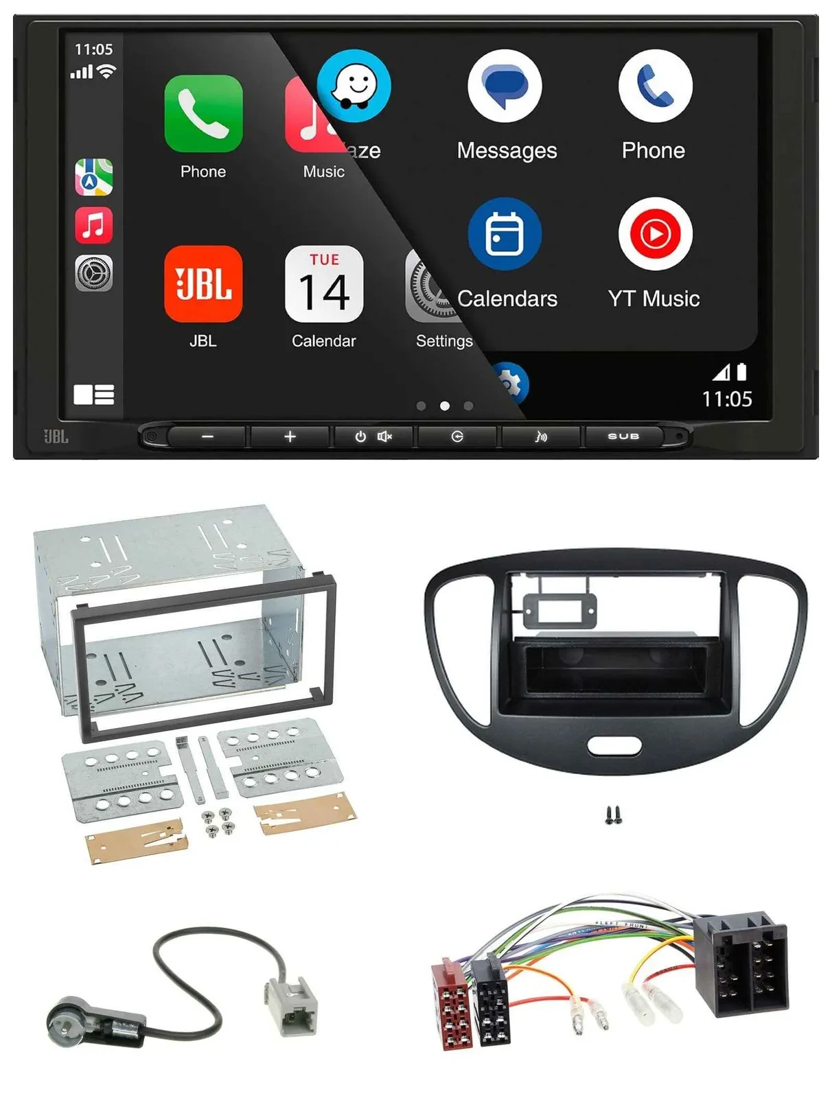 JBL USB 2DIN MP3 Bluetooth AUX Autoradio für Hyundai i10 2008-2013 schwarz