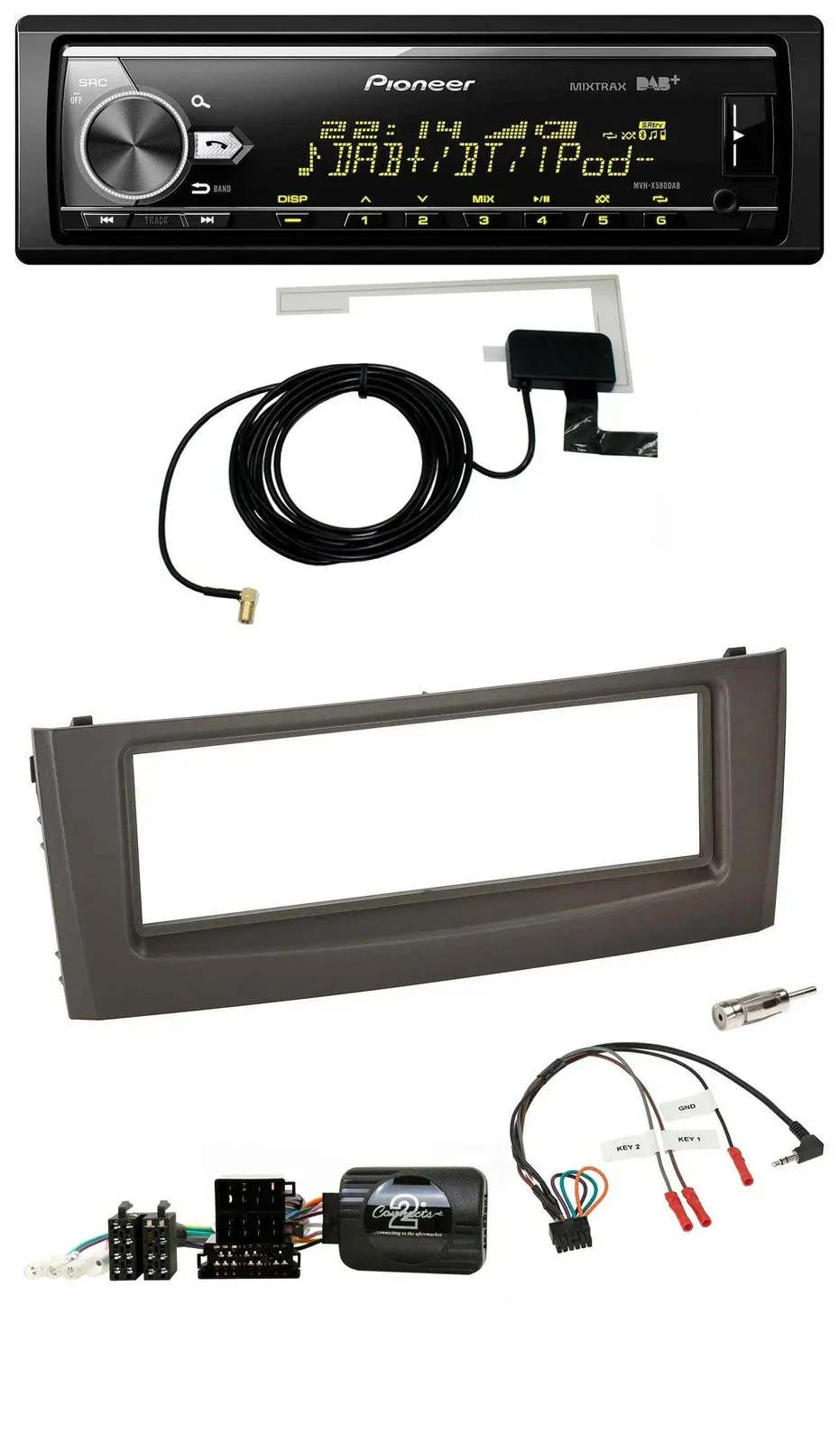 Pioneer Bluetooth DAB USB Lenkrad Autoradio für Fiat Grande Punto 06-10 schwarz