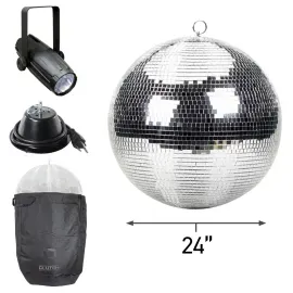 ProX MB-24 24" Disco Dance Club Mirror Ball w Carrying Bag & LED Pin Spot