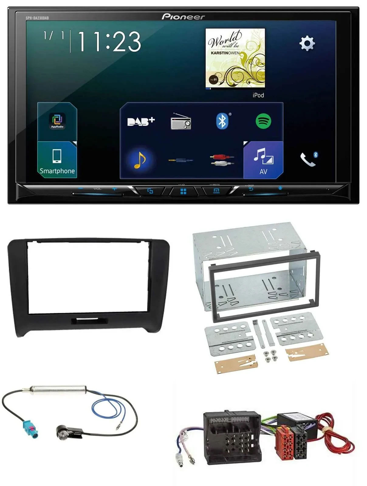 Pioneer MP3 Bluetooth USB 2DIN DAB Autoradio für Audi TT 06-14 Aktivsystem Quadl