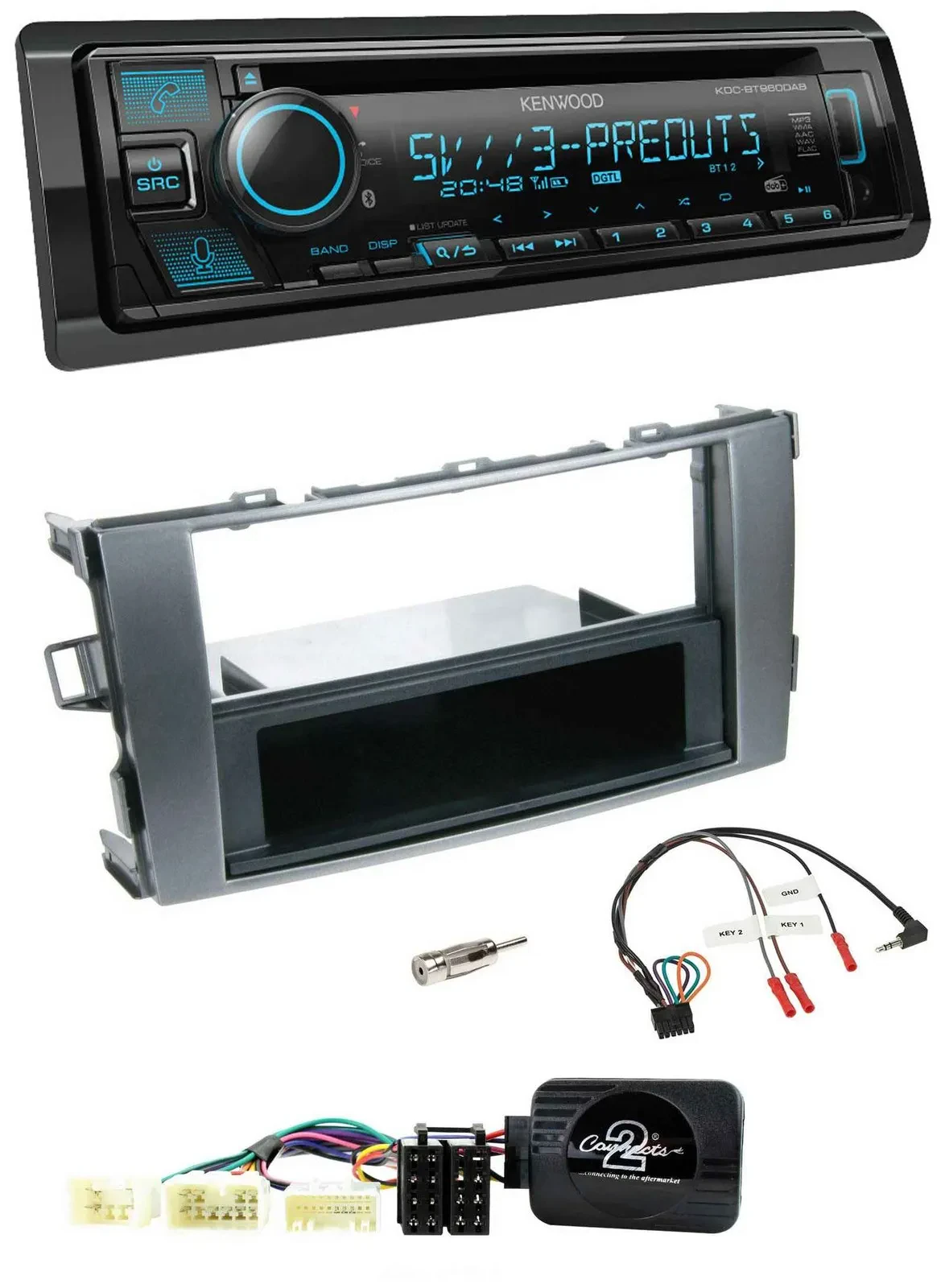 Kenwood Bluetooth USB CD Lenkrad DAB Autoradio für Toyota Avensis Typ T25 ab 200