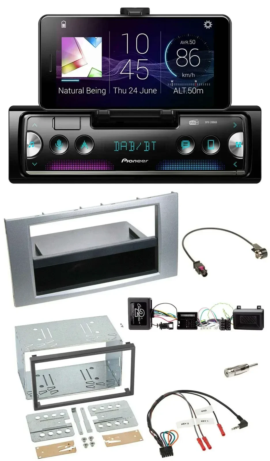 Автомагнитола Pioneer для Ford Kuga 2008–2012 Bluetooth DAB USB серебристая