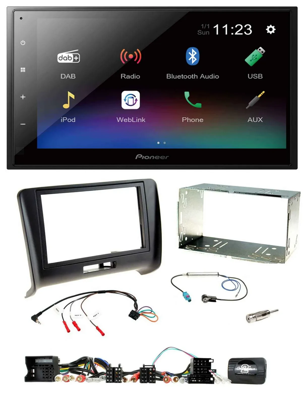 Pioneer USB Bluetooth DAB 2DIN Lenkrad Autoradio für Audi TT 2006-2014