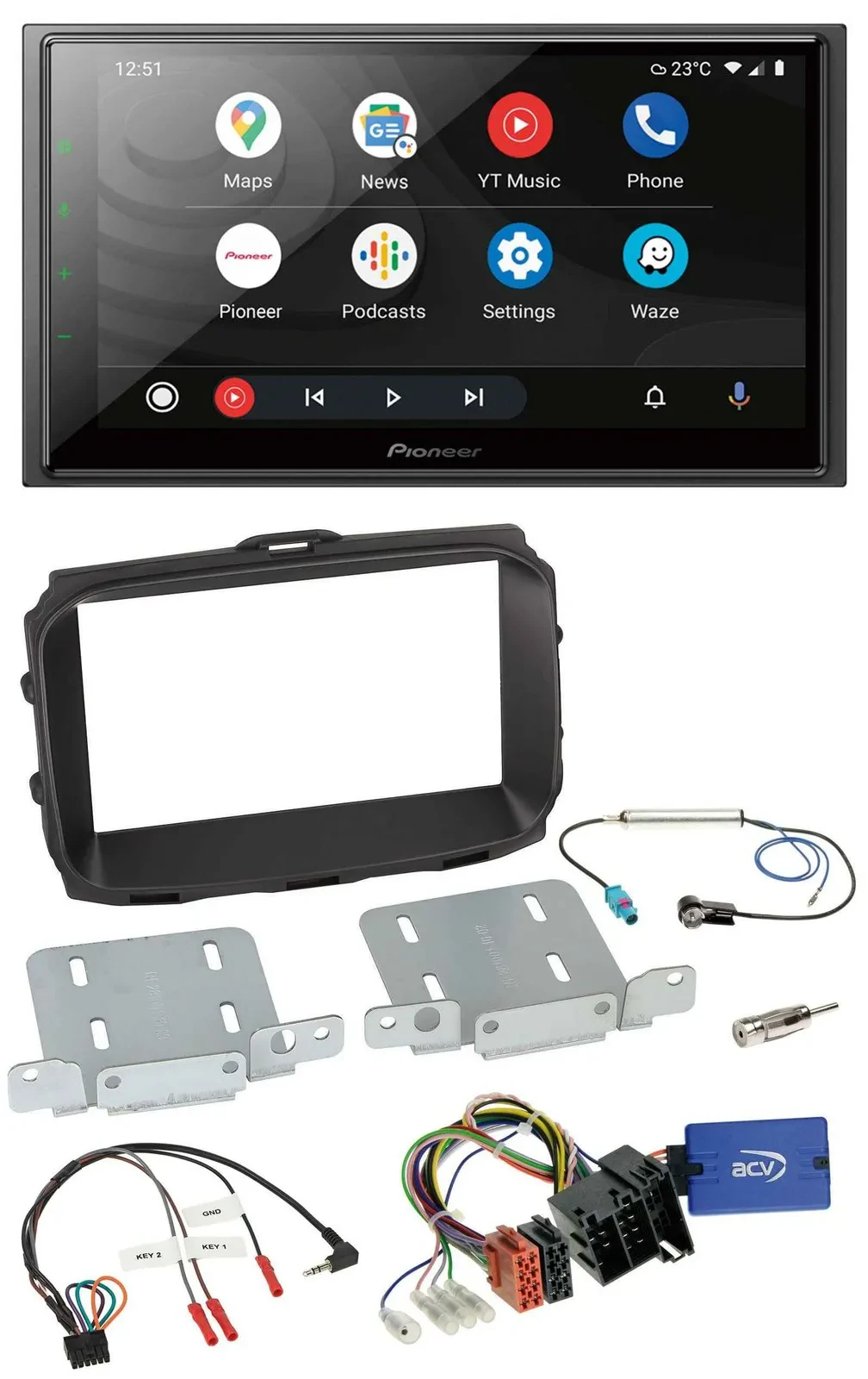 Pioneer USB 2DIN DAB Lenkrad Bluetooth Autoradio für Alfa Romeo Giulietta 2013-2