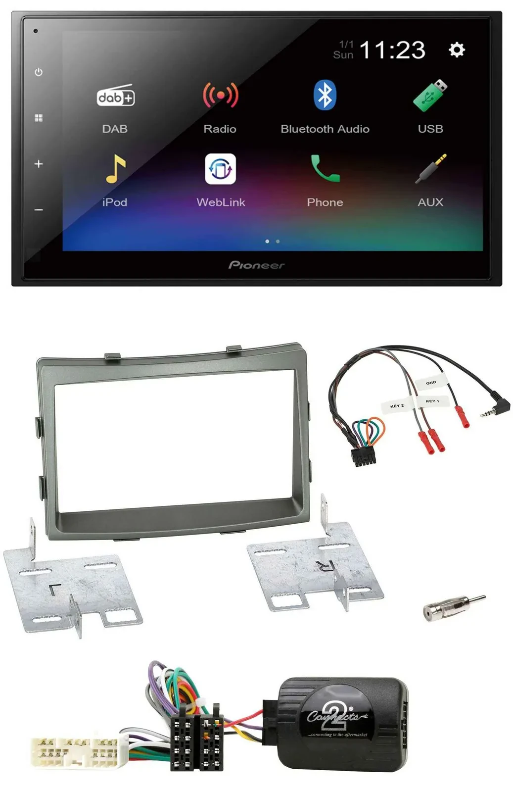 Pioneer USB Bluetooth DAB 2DIN Lenkrad Autoradio für SSangYong Rodius ab 2013