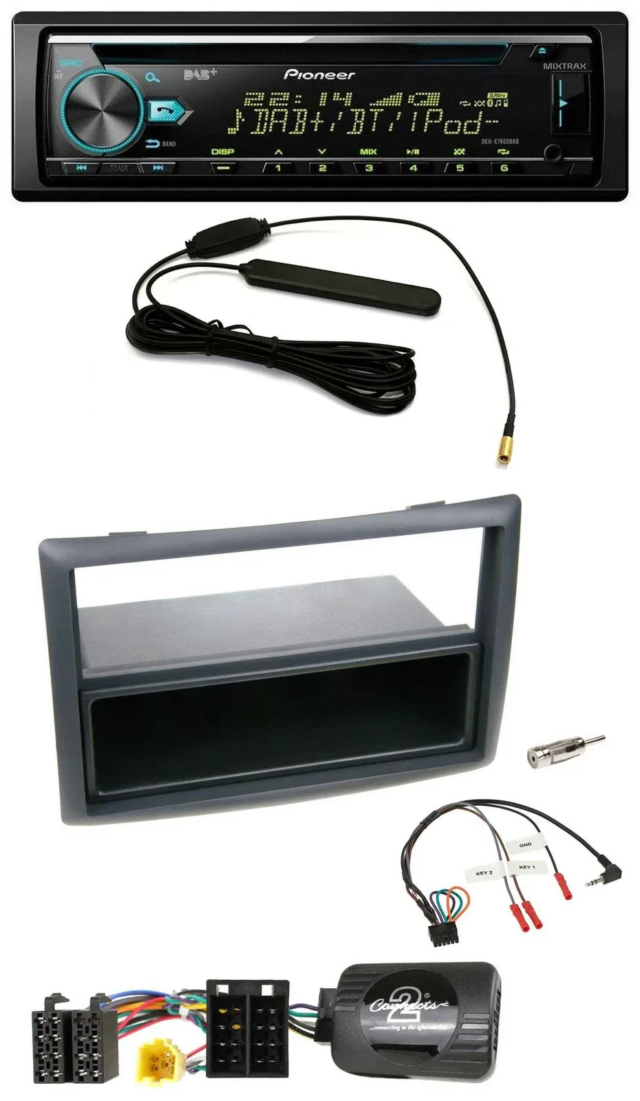 Автомагнитола Pioneer CD/MP3, DAB, USB, поддержка кнопок на руле, для Renault Megane 2007–2008, черная