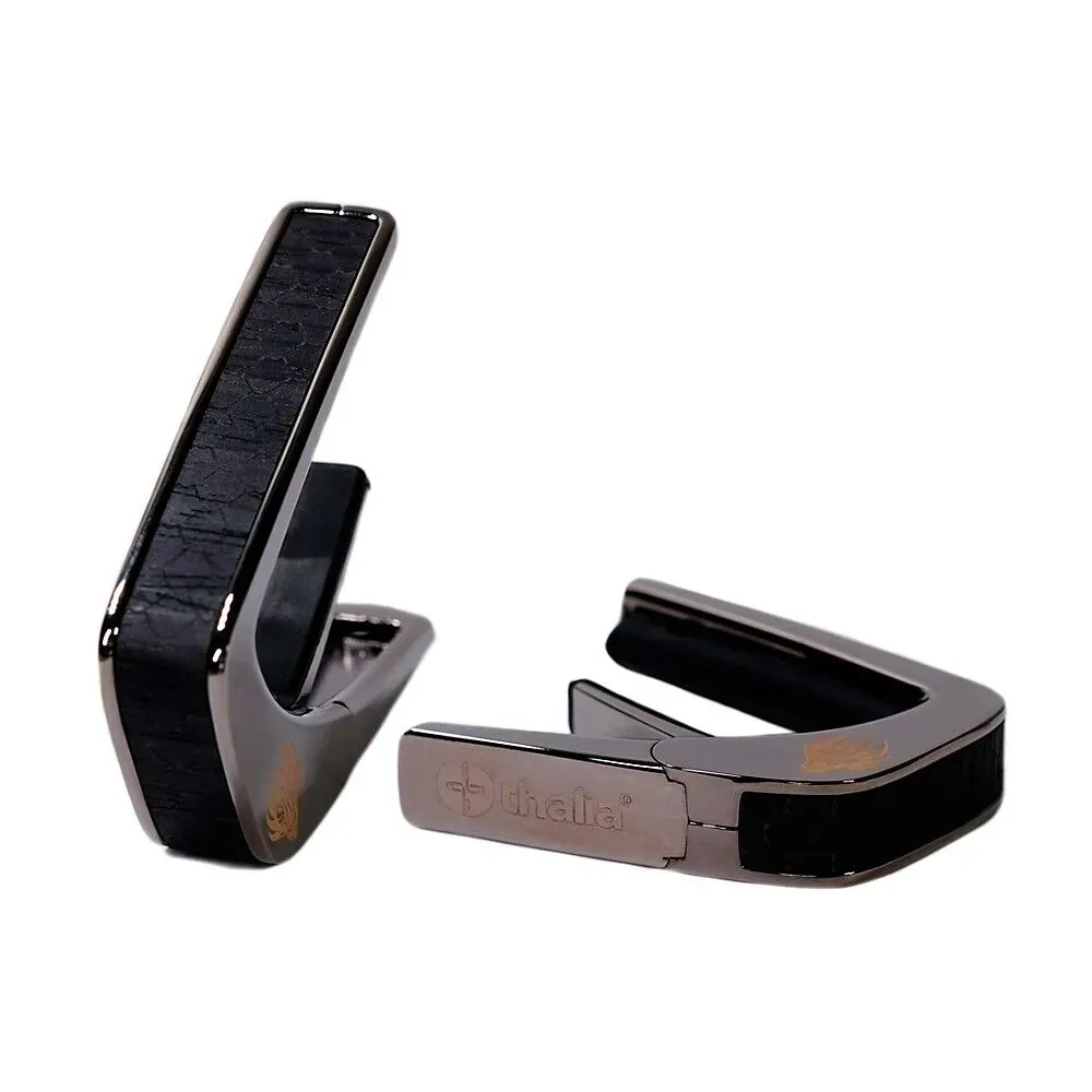 Thalia Premium Series Black Chrome Guitar Capo Black Dragon Scales