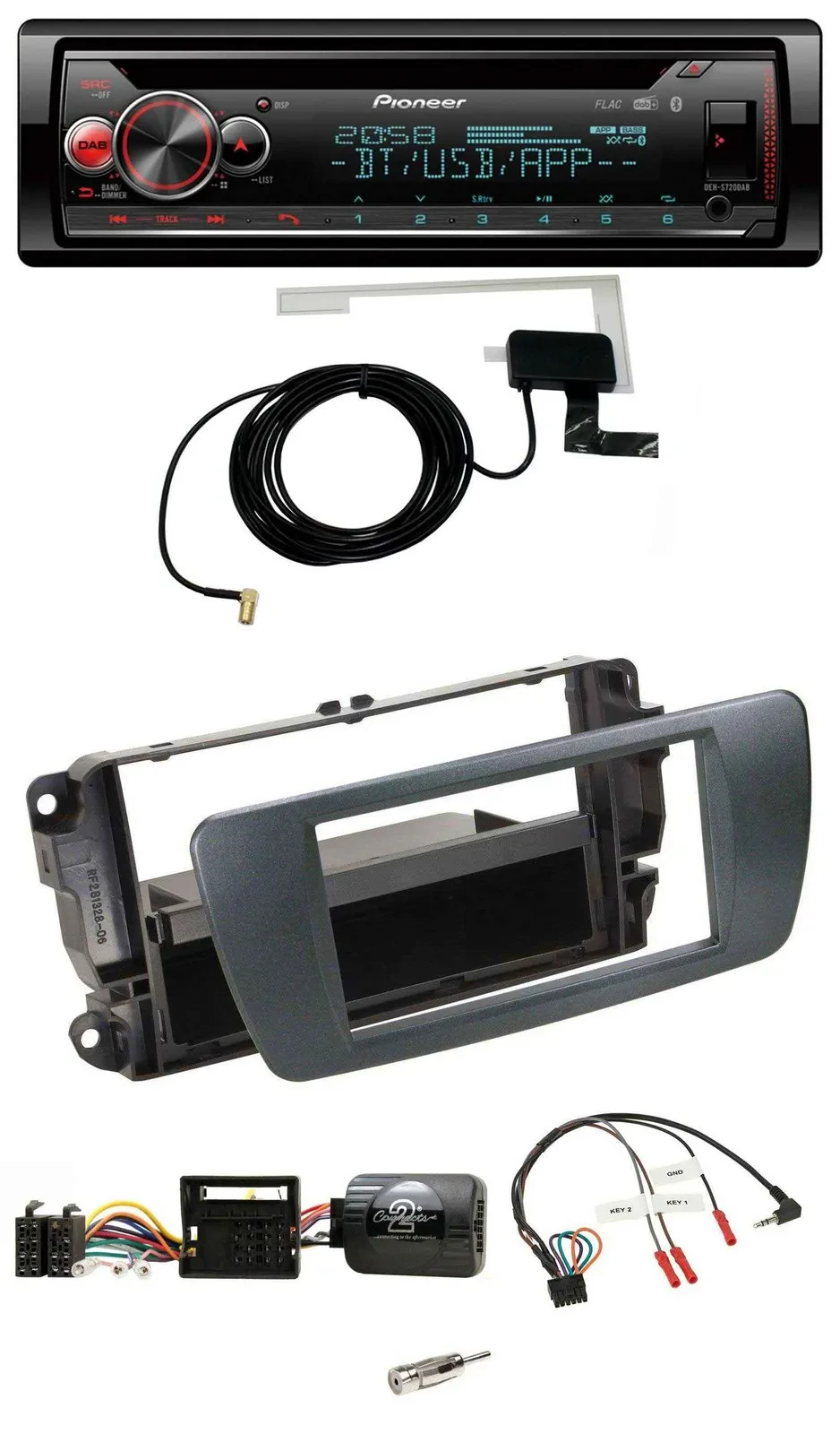 Автомагнитола для Seat Ibiza Pioneer DAB CD USB Bluetooth, совместима с управлением на руле, черный