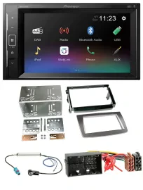 Автомагнитола Pioneer 2DIN, DAB, Bluetooth, USB для Alfa Romeo MiTo (с 2014), серебристая