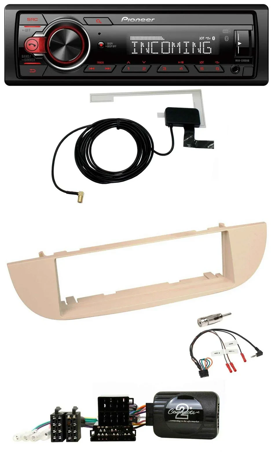 Автомагнитола Pioneer USB DAB Bluetooth для Fiat 500 (с 2007), перламутрово-бежевый