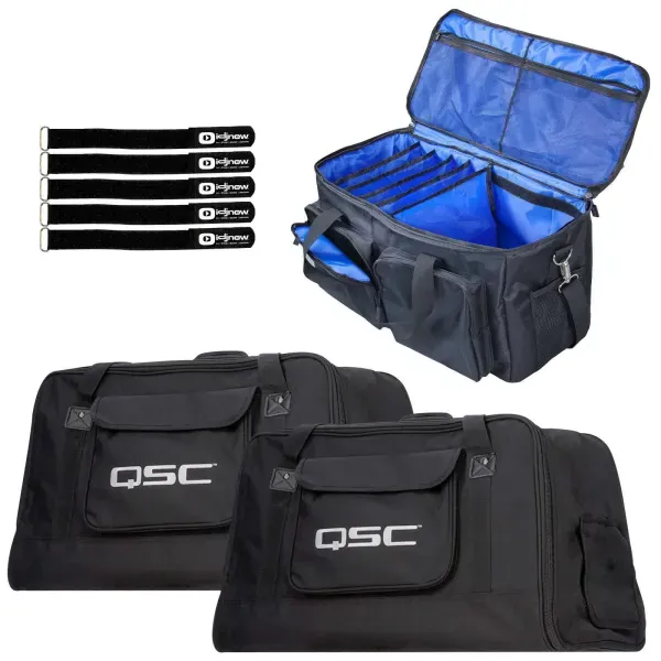 QSC K12TOTE K12 K12.2 DJ PA Speaker Tote Travel Bags Pair w Extra Storage Bag