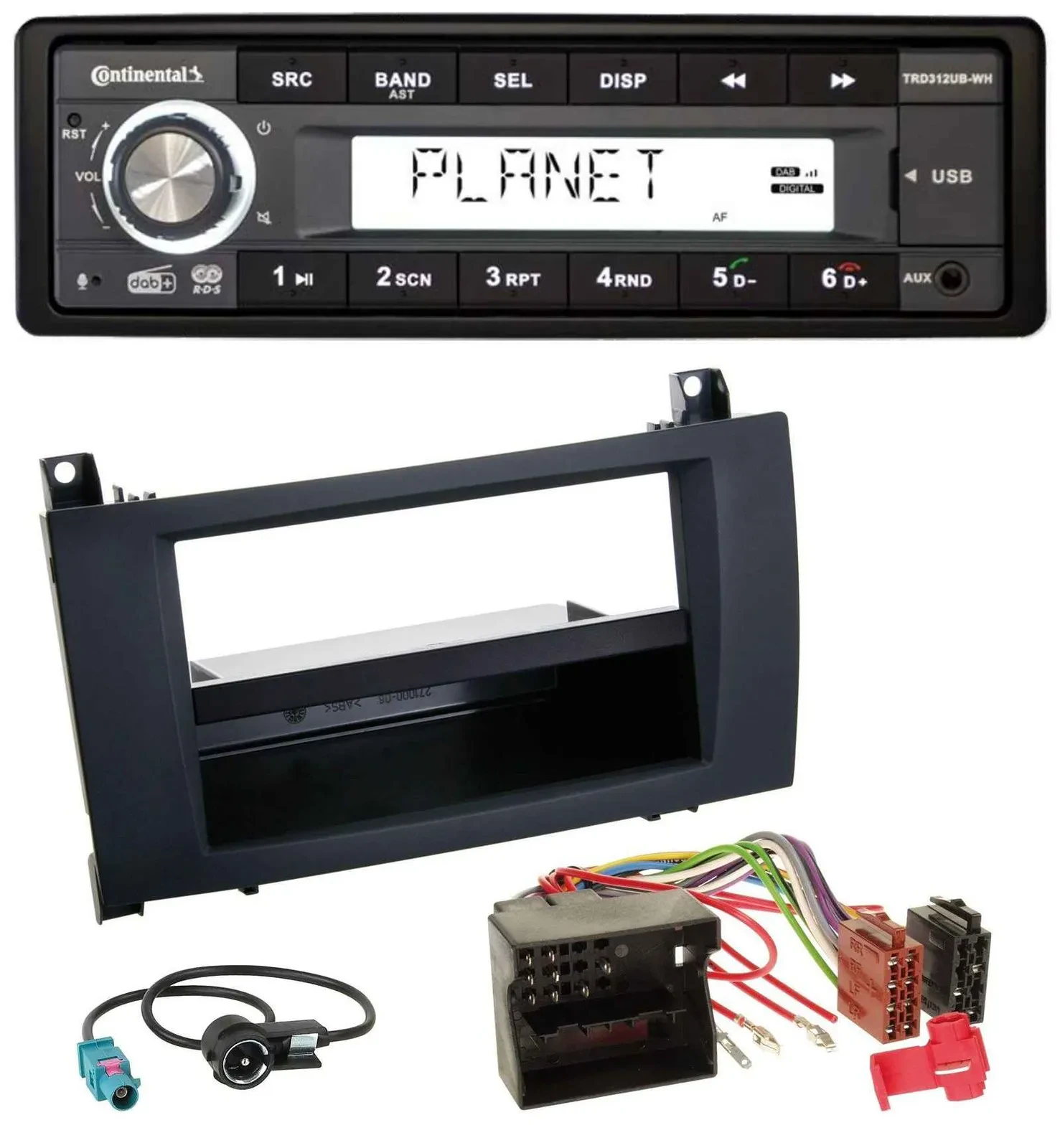 Continental USB 1DIN AUX DAB MP3 Autoradio für Mercedes SLK (R171, 2004-2011)