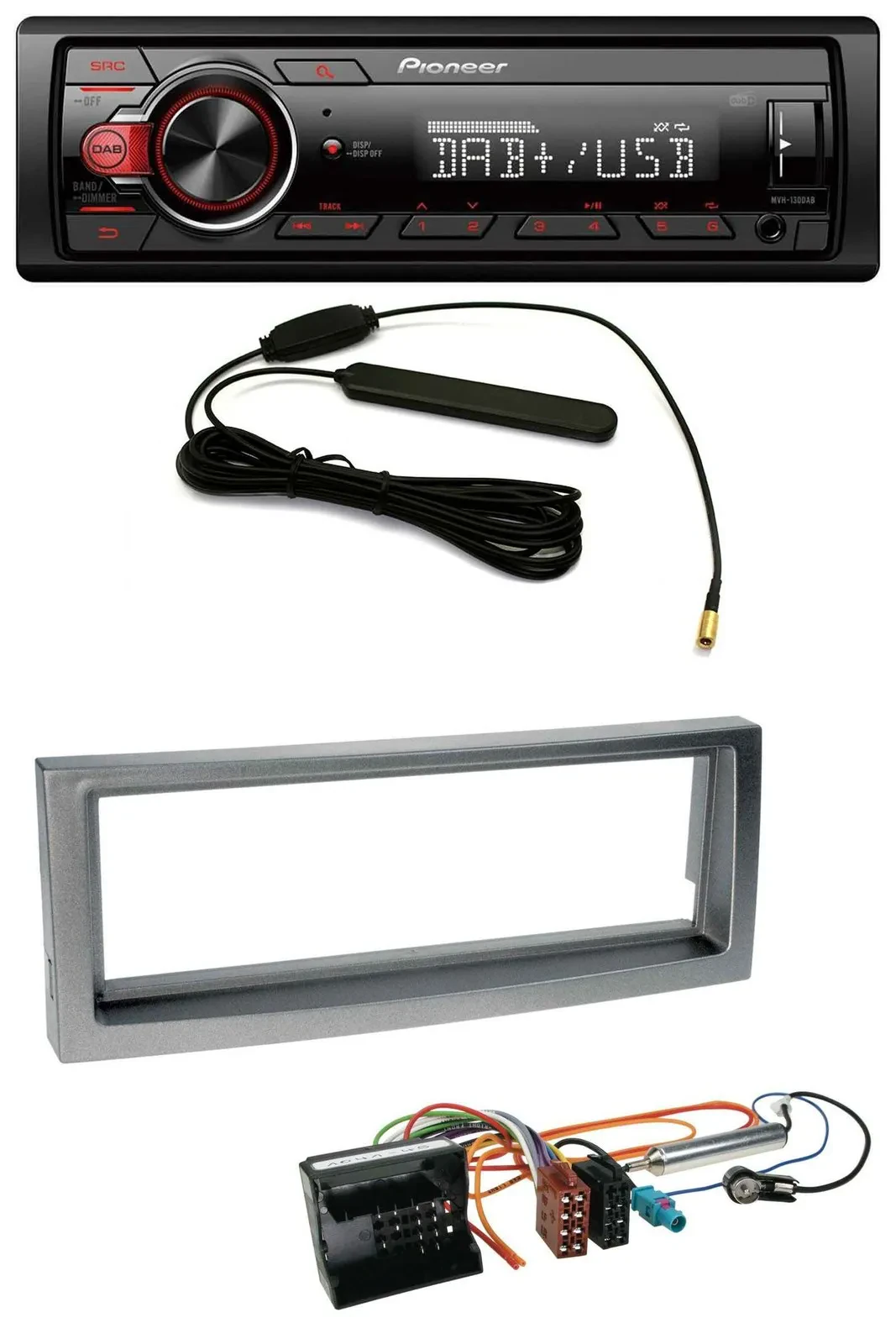 Автомагнитола Pioneer 1-DIN DAB MP3 USB AUX для Citroen C5 и Peugeot 407 (с 2004), серый металлик