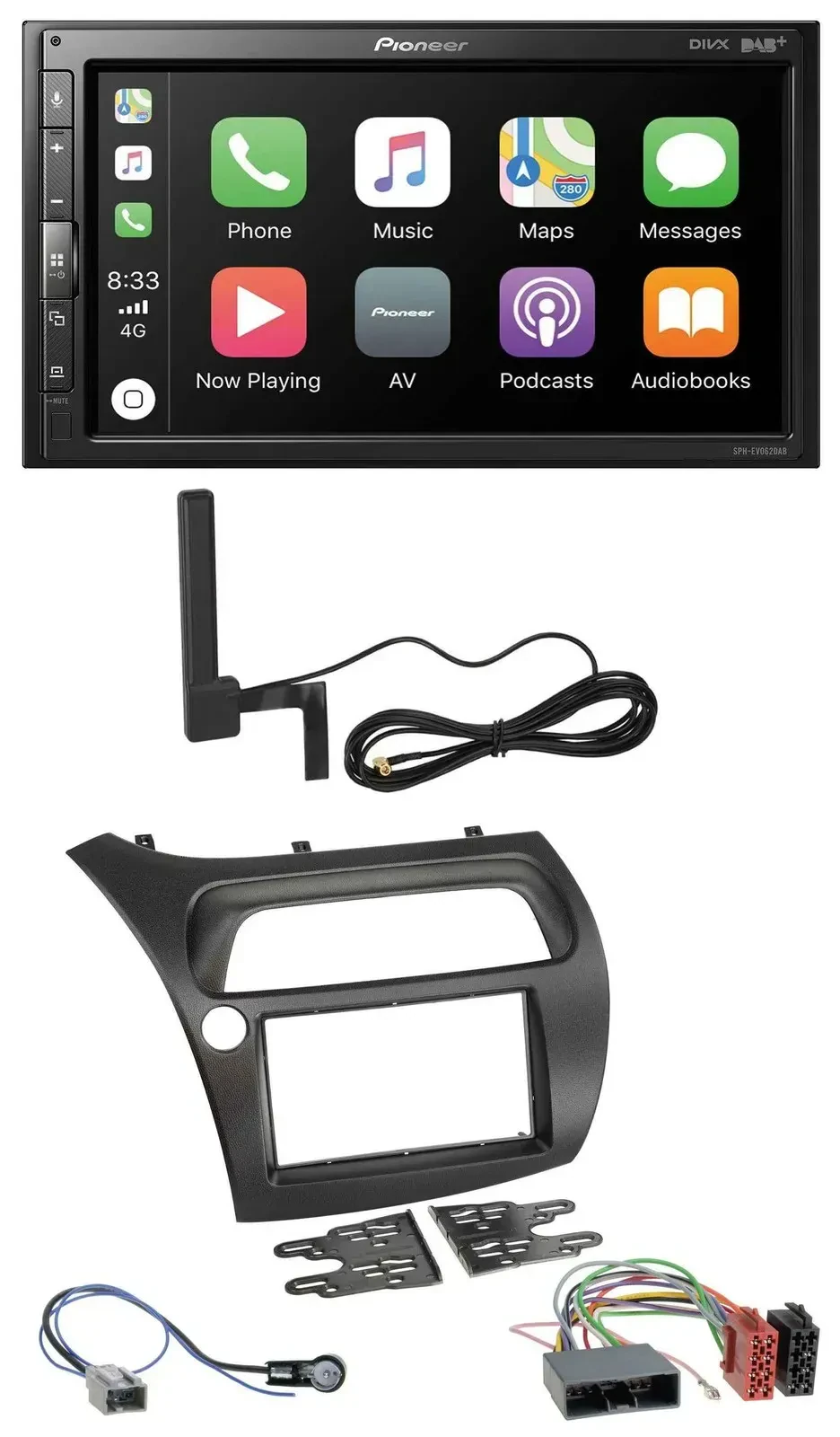 Автомагнитола Pioneer 2DIN USB Bluetooth DAB MP3 для Honda Civic (2006–2012)