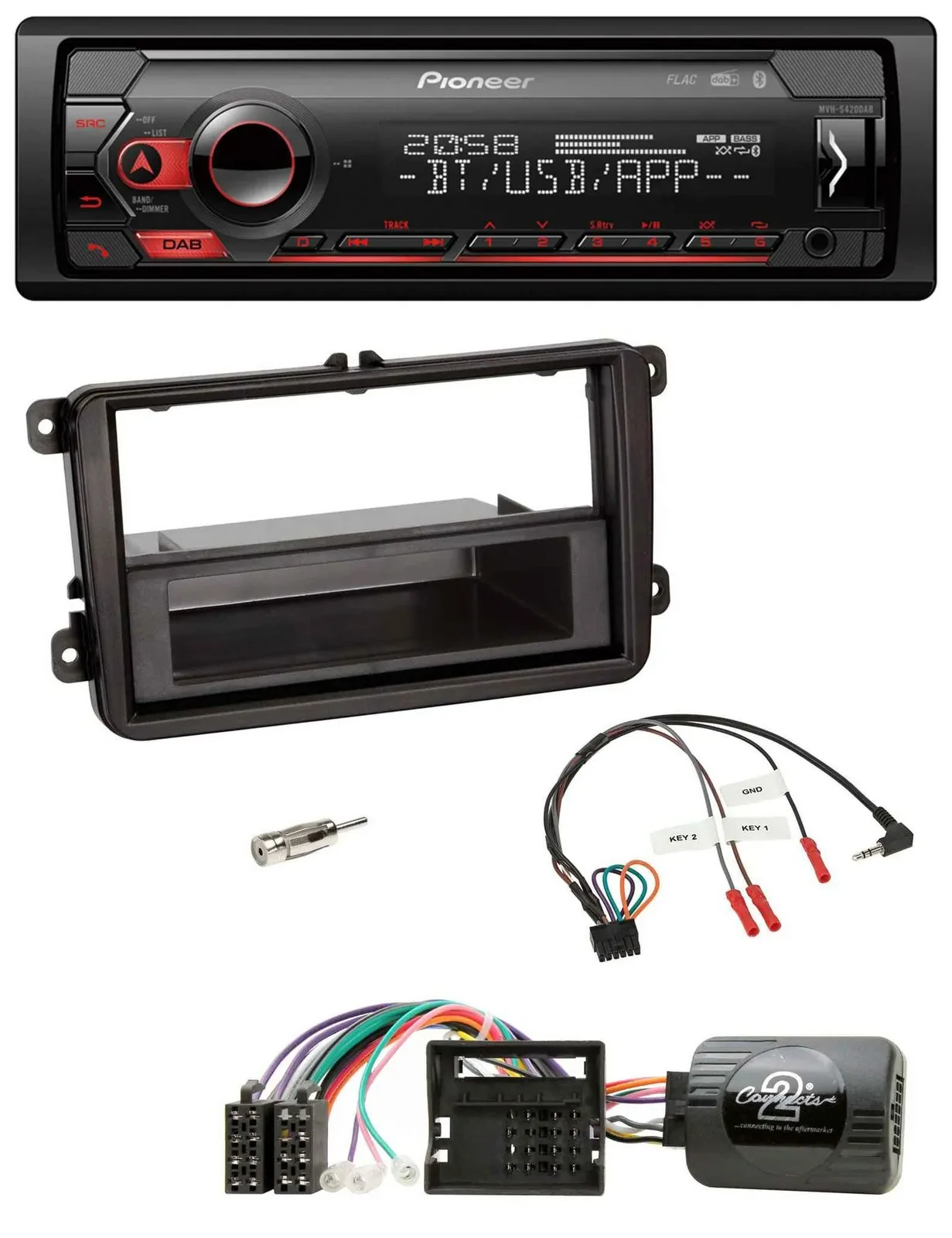 Pioneer Lenkrad USB DAB Bluetooth Autoradio für Skoda Fabia 5J 2007-2014