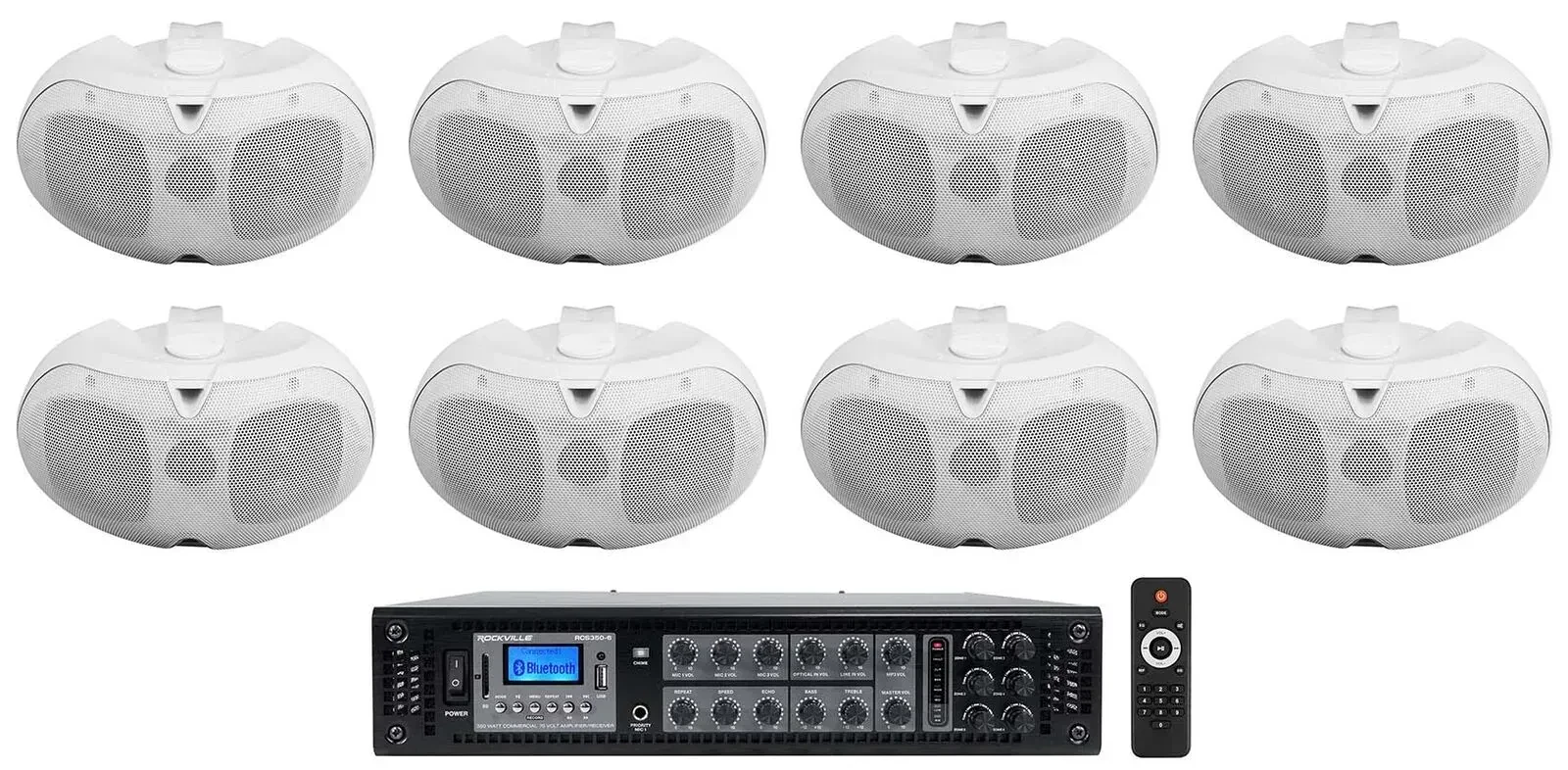 Настенная акустика Rockville RCS350-6+(8) D4-70V White с усилителем (8 штук)