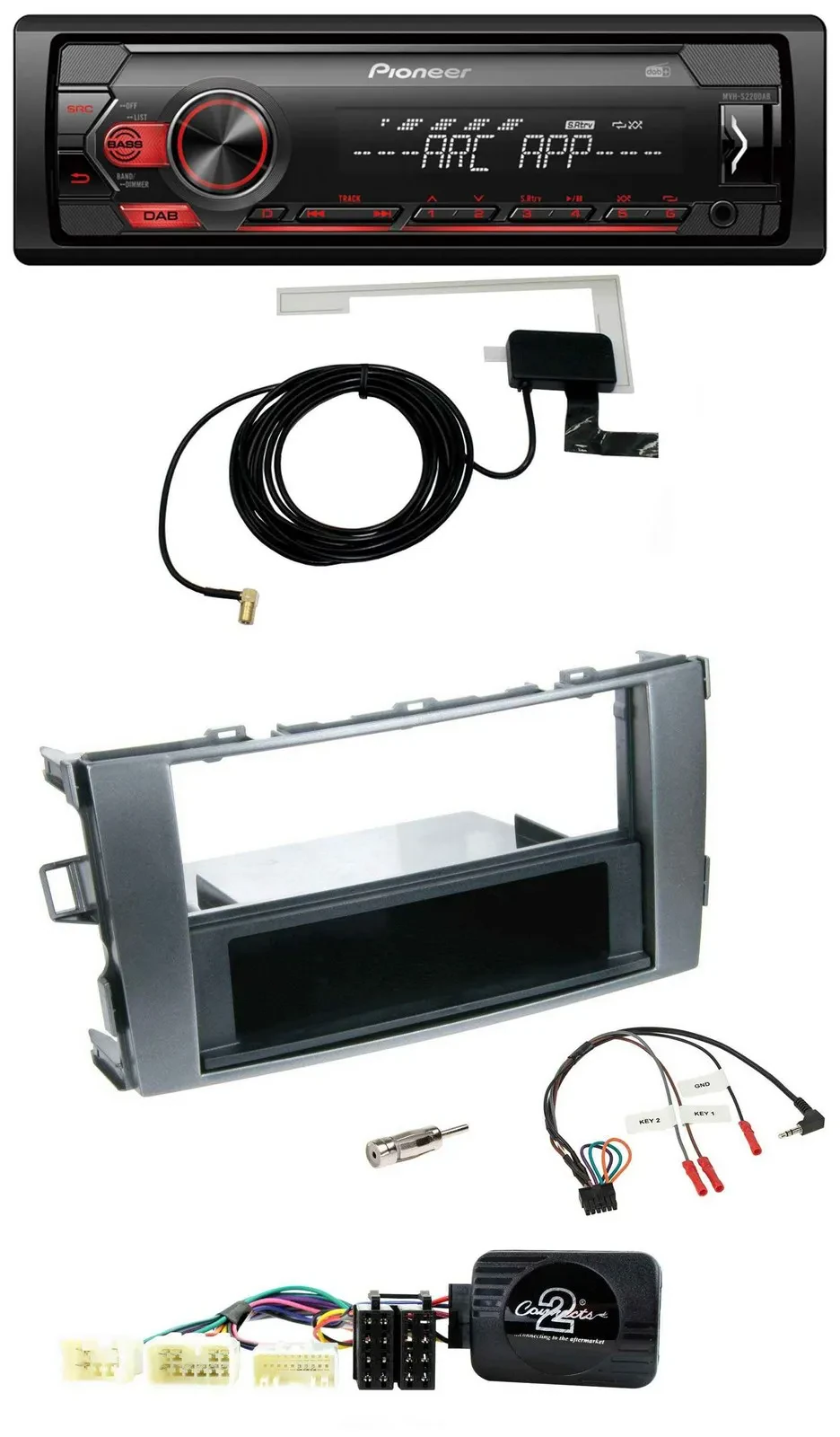 Pioneer 1DIN USB DAB MP3 Lenkrad Autoradio für Toyota Avensis Typ T25 ab 2003