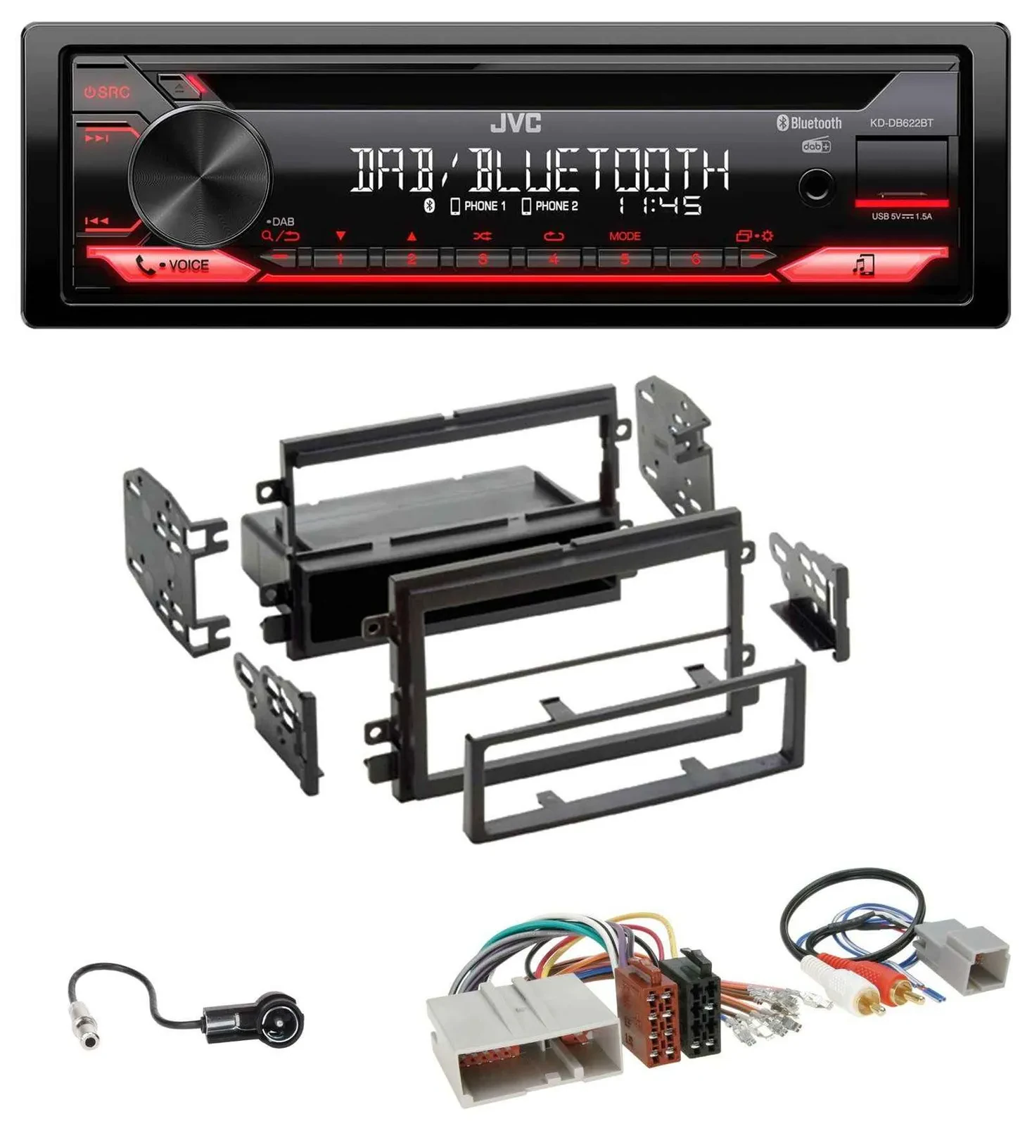 Автомагнитола для Ford Mustang, F-150 (2004–2009) JVC CD, DAB, USB, Bluetooth, MP3