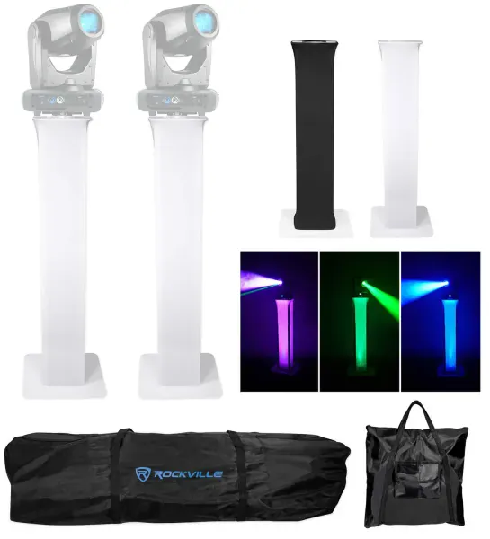 2) Totem Stands+Black+White Scrims For 2) American DJ Focus Spot Three Z Lights