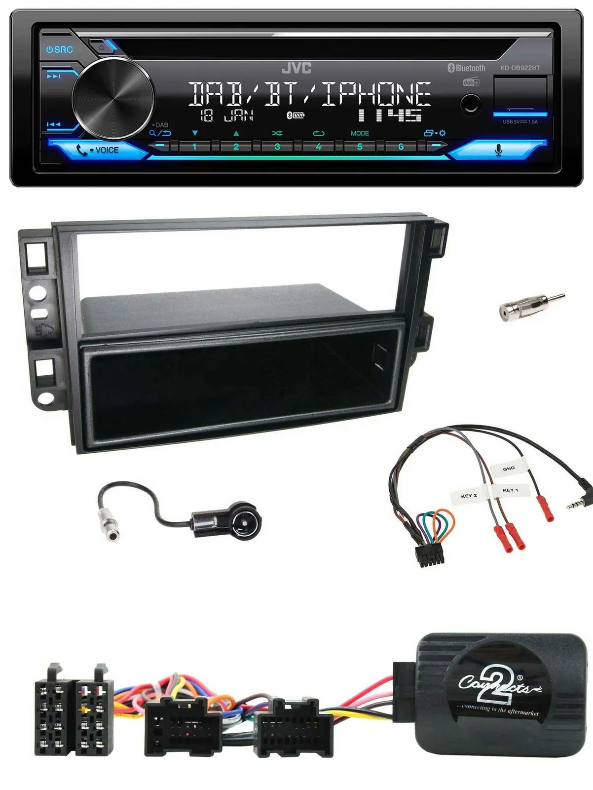JVC Bluetooth Lenkrad USB DAB CD Autoradio für Chevrolet Aveo Captiva 2006-2011