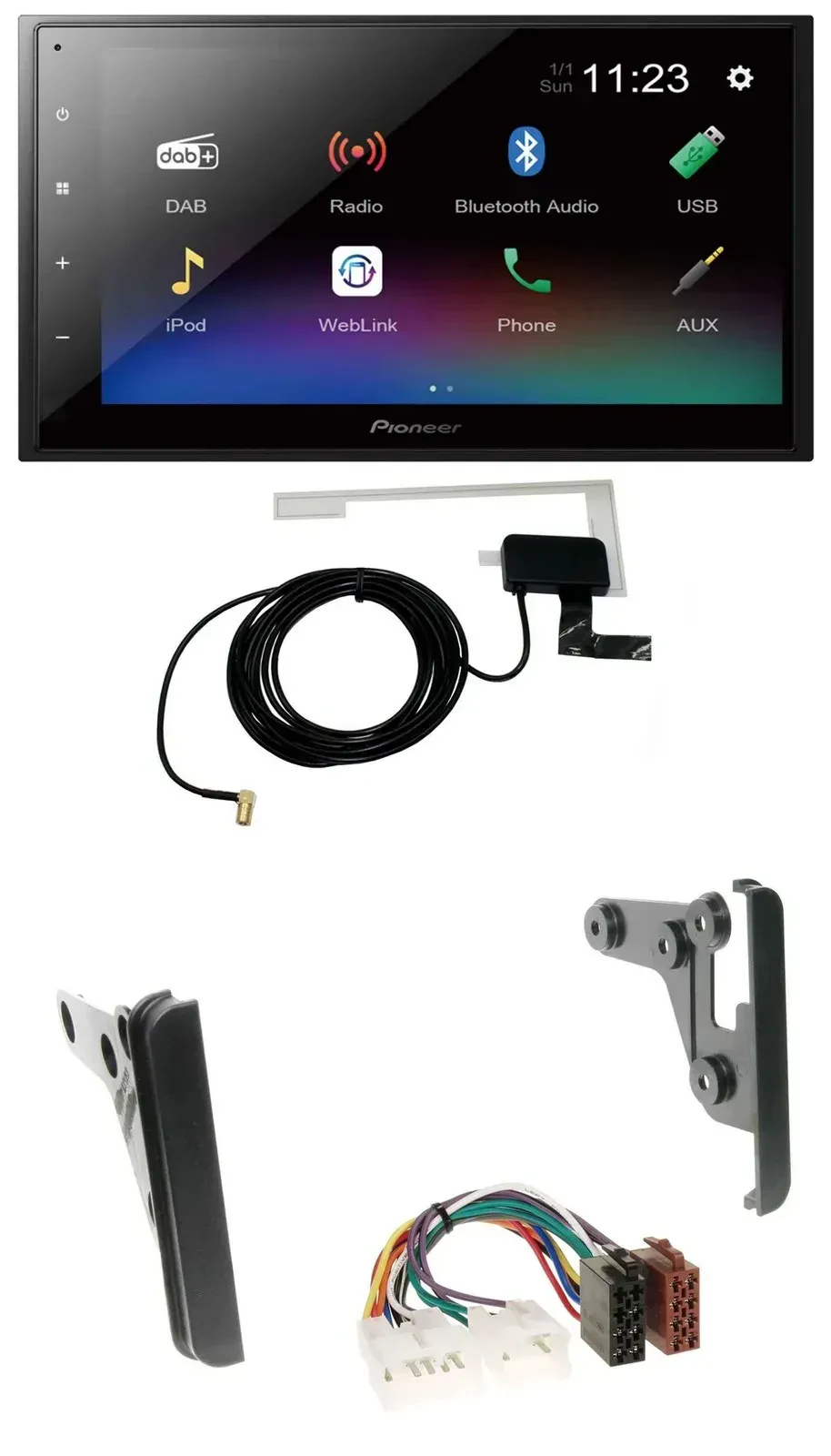 Автомагнитола для Toyota Highlander/Matrix/RAV4 Pioneer 2DIN, DAB, Bluetooth, USB, MP3