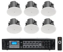 (6) JBL Control 412C/T 3" Commercial 70v Ceiling Speakers For Restaurant/Bar+Amp