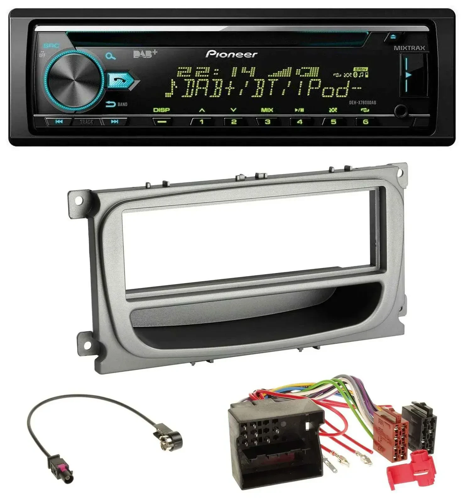 Автомагнитола Pioneer DAB MP3 CD USB Bluetooth для Ford Mondeo/S-Max 2007–2014 серебристая