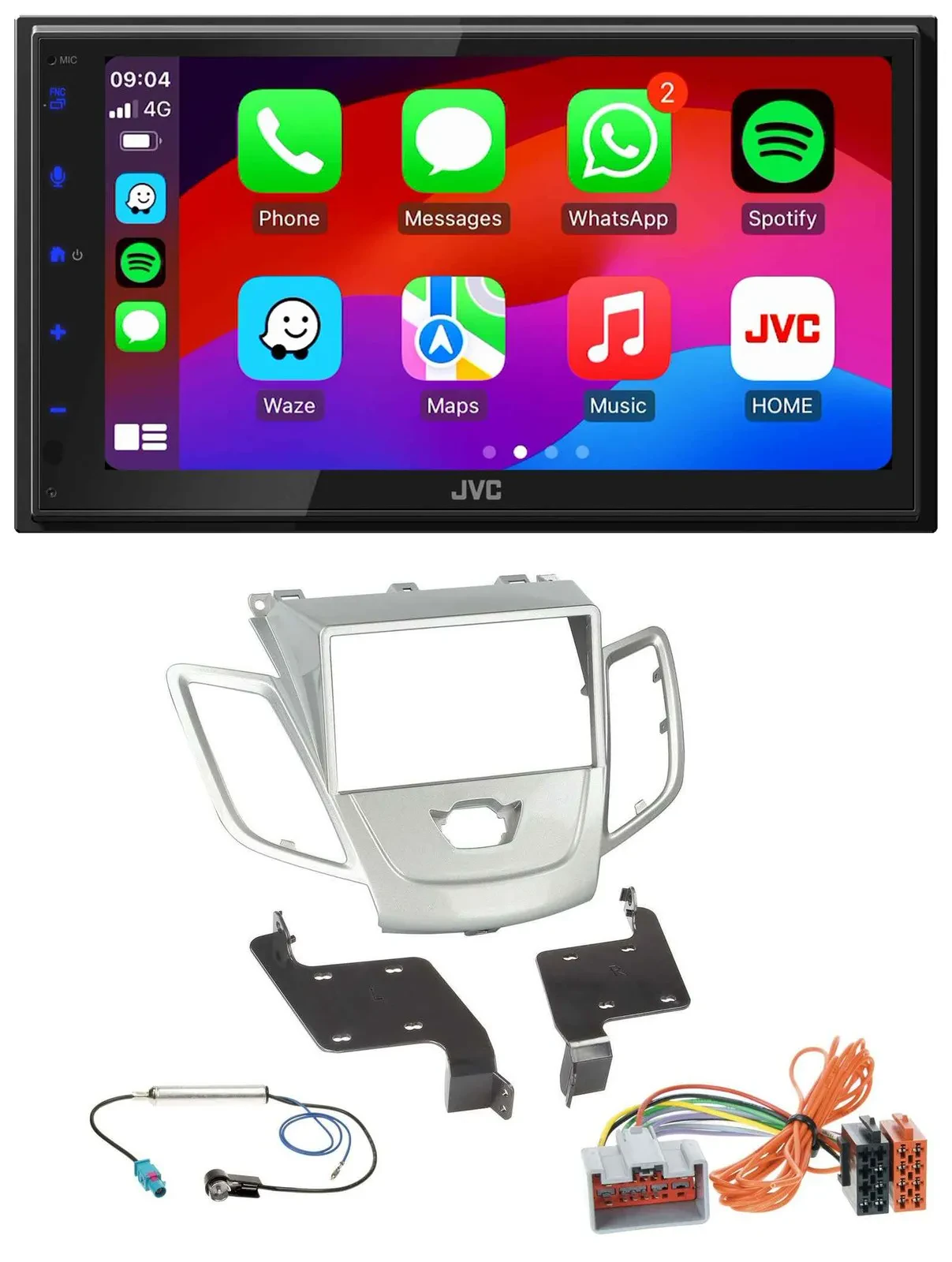 JVC Bluetooth 2DIN MP3 DAB USB Autoradio für Ford Fiesta 08-10 silber