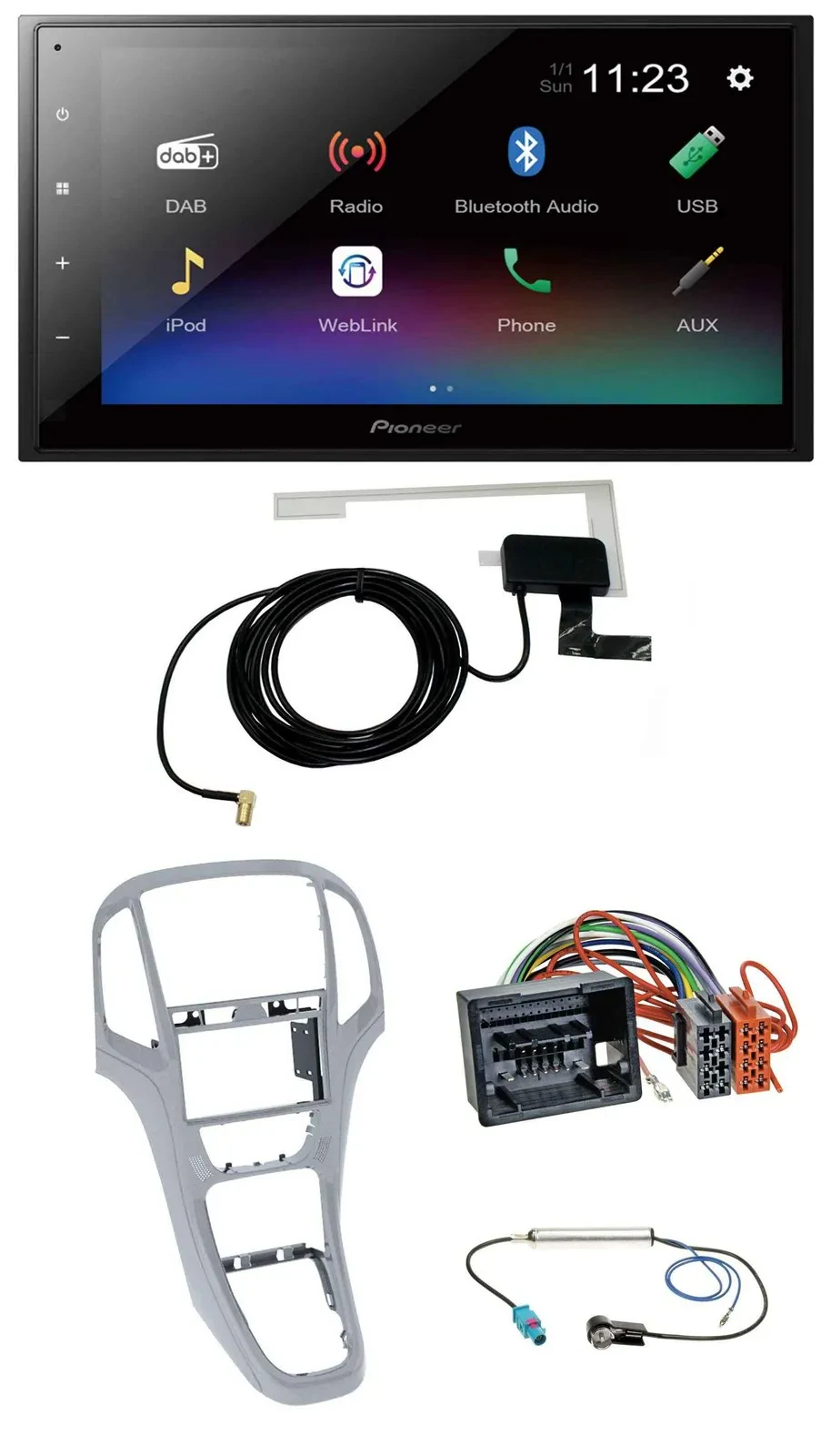 Pioneer DAB MP3 Bluetooth 2DIN USB Autoradio für Opel Astra J ab 2009 Platinsilb