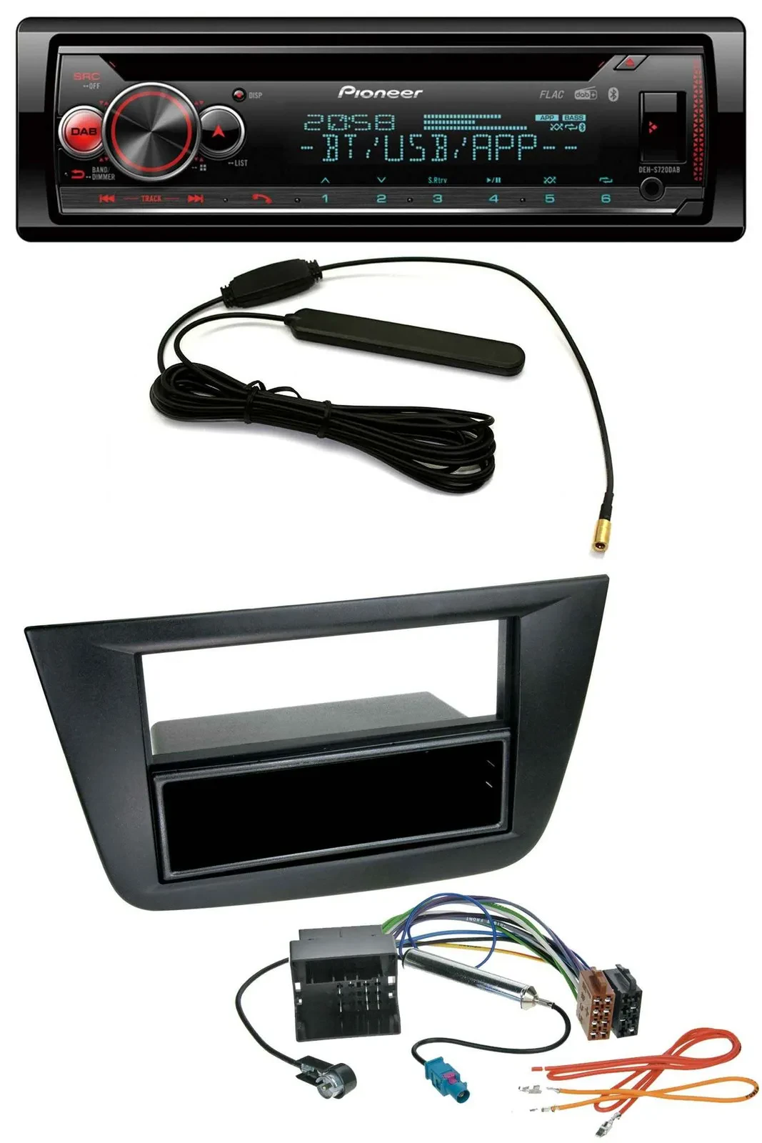 Автомагнитола Pioneer USB, DAB, MP3, Bluetooth, CD для Seat Toledo/Altea (с 2005), черный