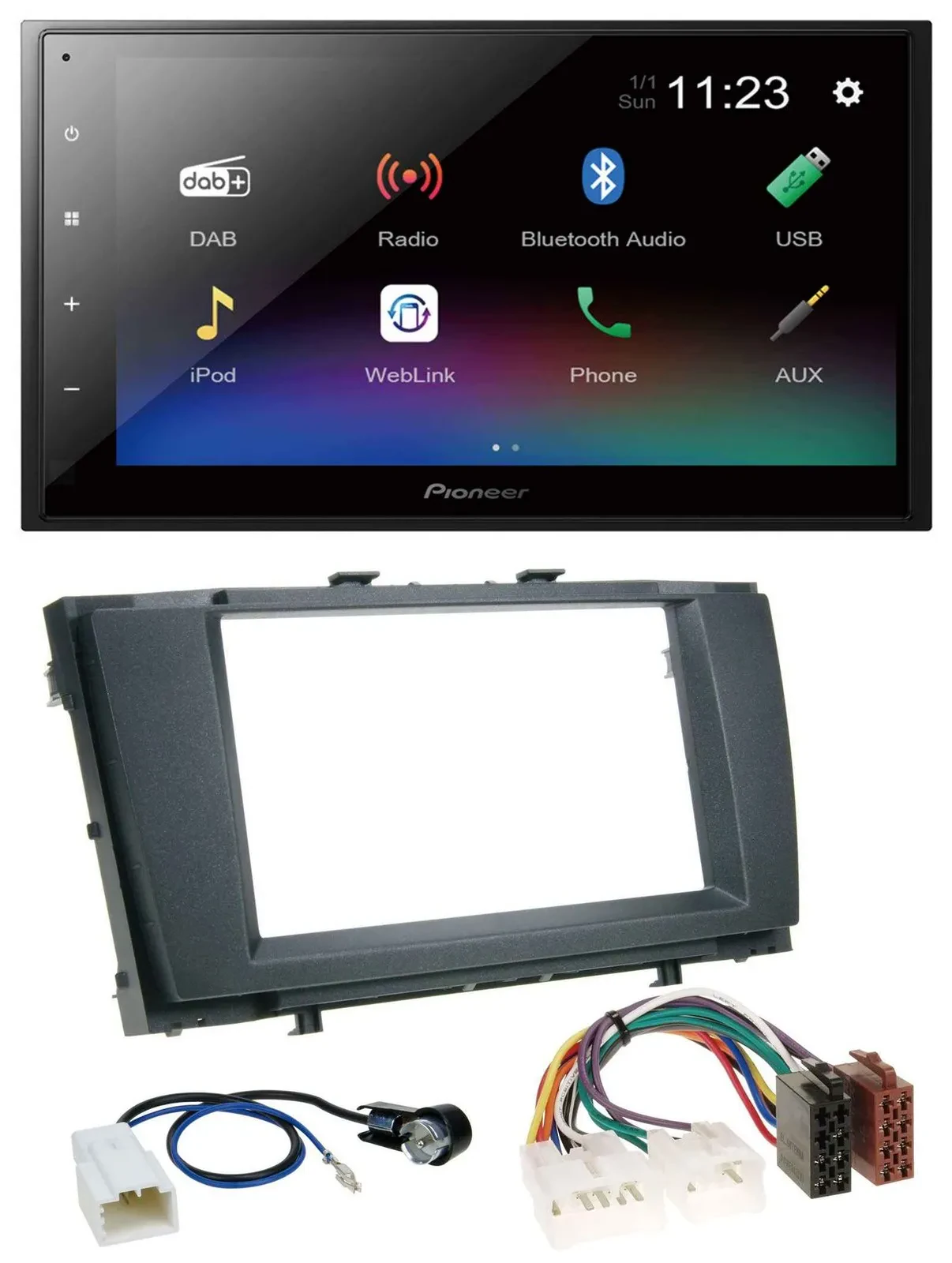 Автомагнитола для Toyota Avensis (2009–2015) Pioneer 2DIN, USB, Bluetooth, DAB, MP3