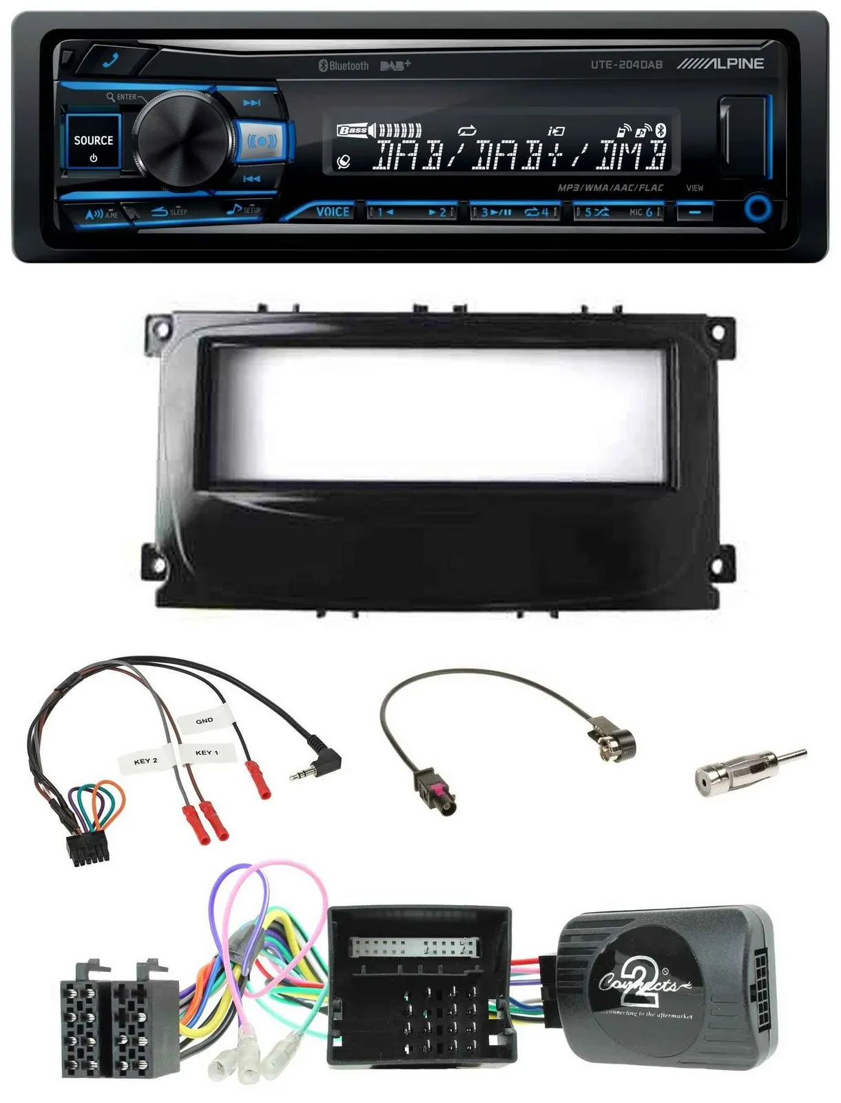 Alpine USB Bluetooth DAB Lenkrad Autoradio für Ford Mondeo S-Max Can-Bus 07-14 p